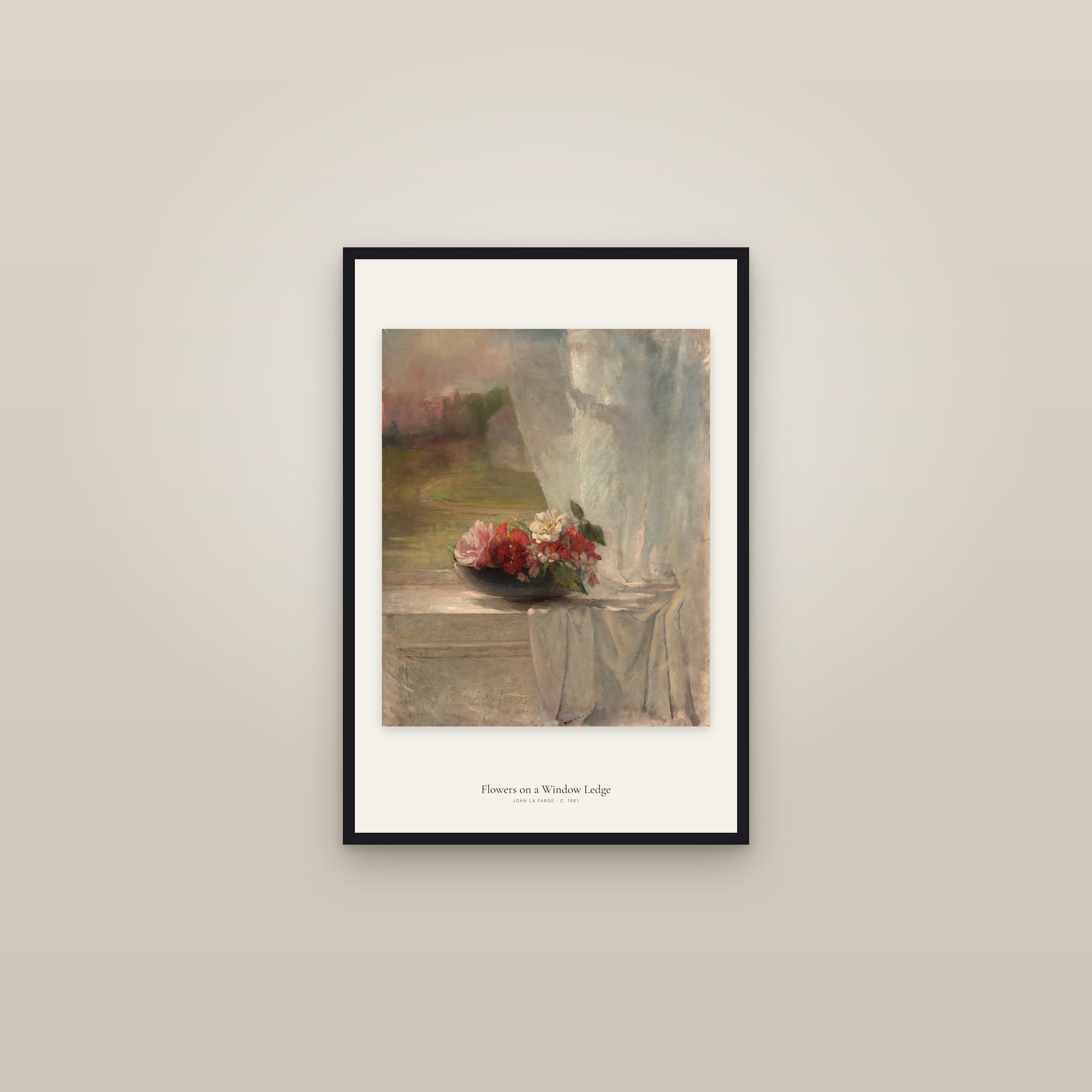 Flowers on a Window Ledge — framed in a gallery setting