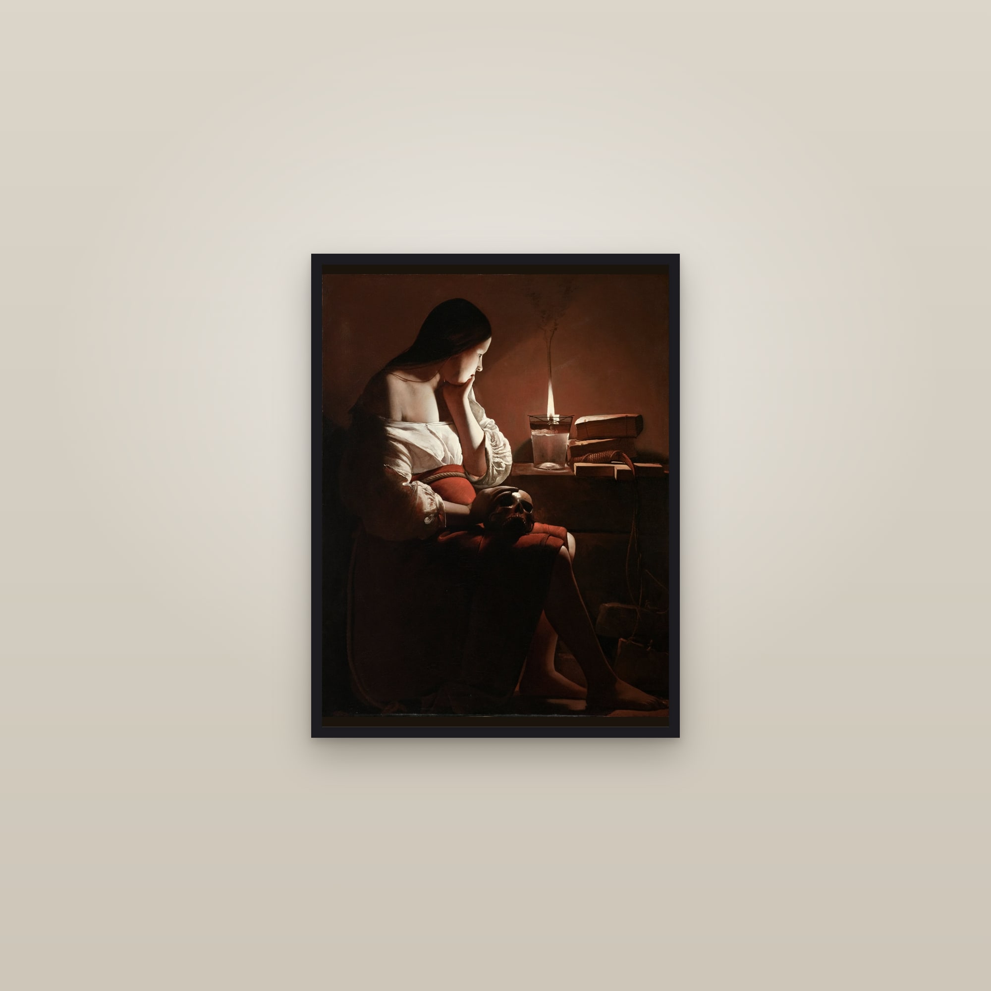 Magdalene with the Smoking Flame (Full) — Full-Bleed Edition — framed in a gallery setting