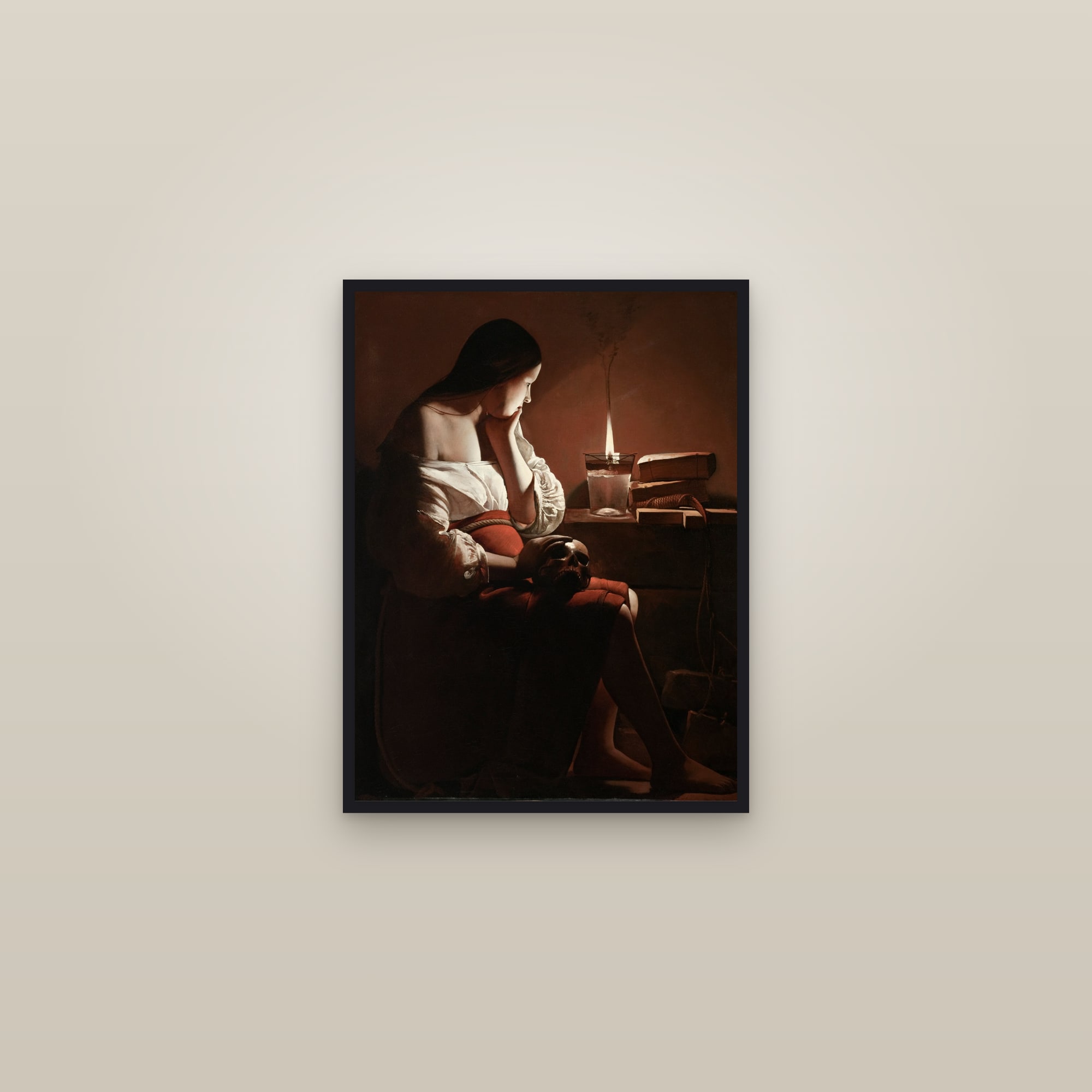 Magdalene with the Smoking Flame (Full) — Full-Bleed Edition — framed in a gallery setting