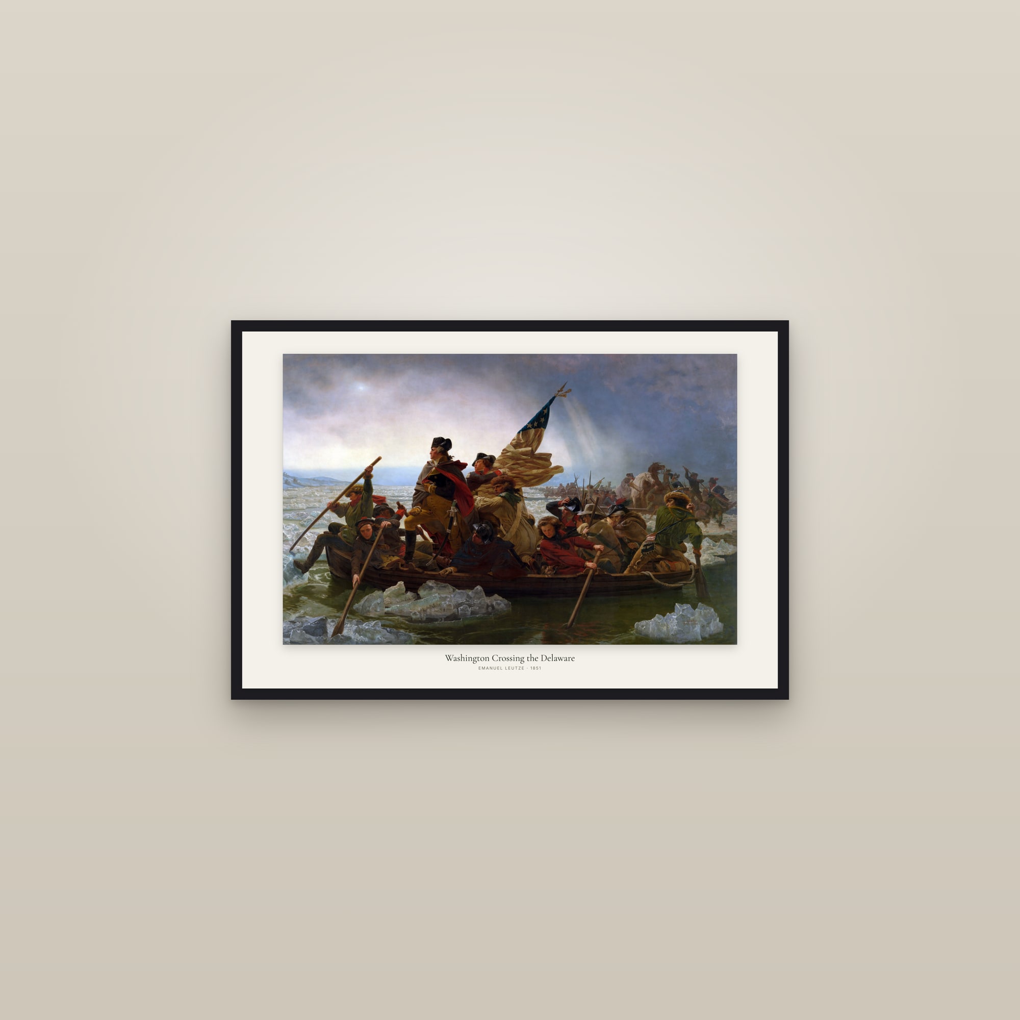 Washington Crossing the Delaware — framed in a gallery setting