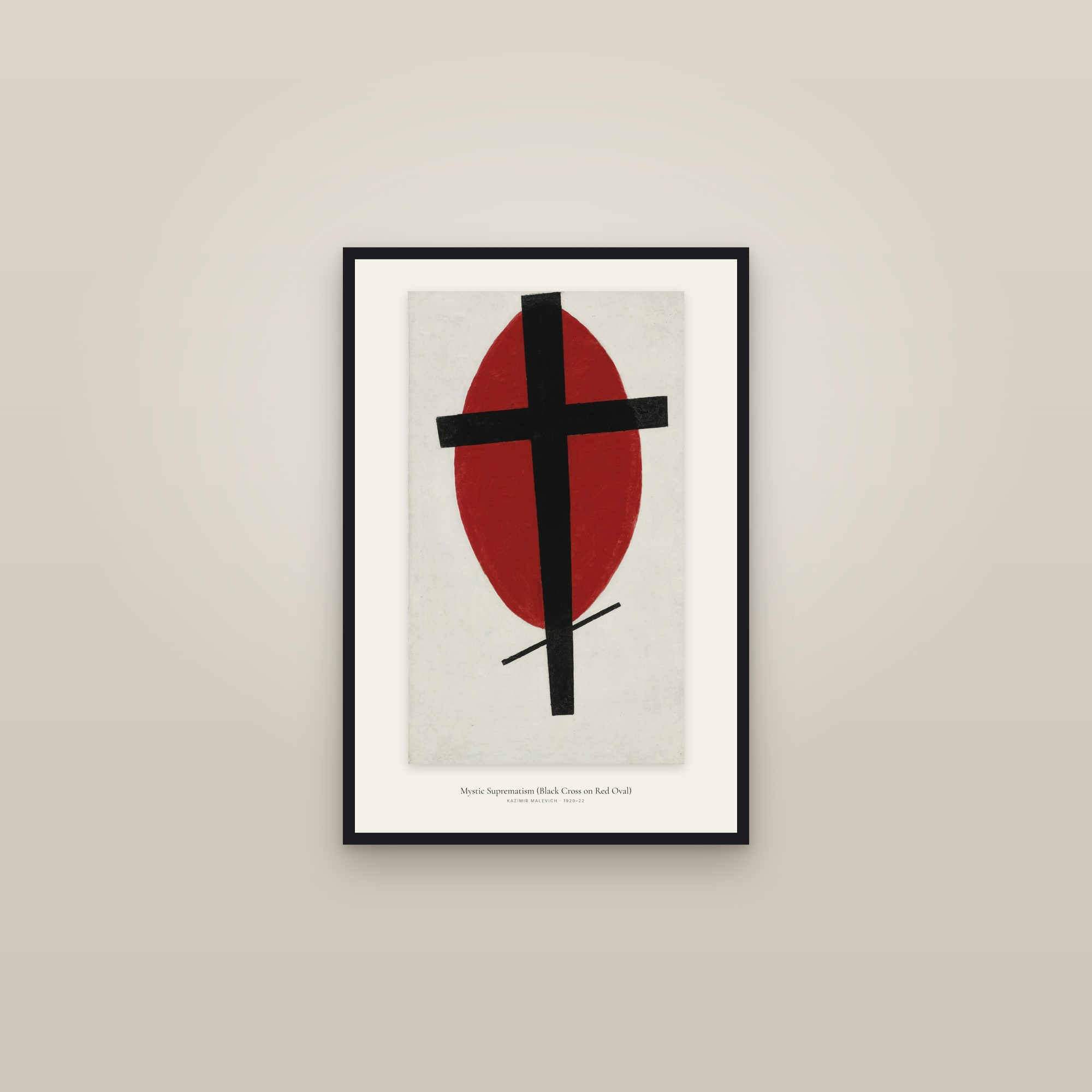 Mystic Suprematism (Black Cross on Red Oval)