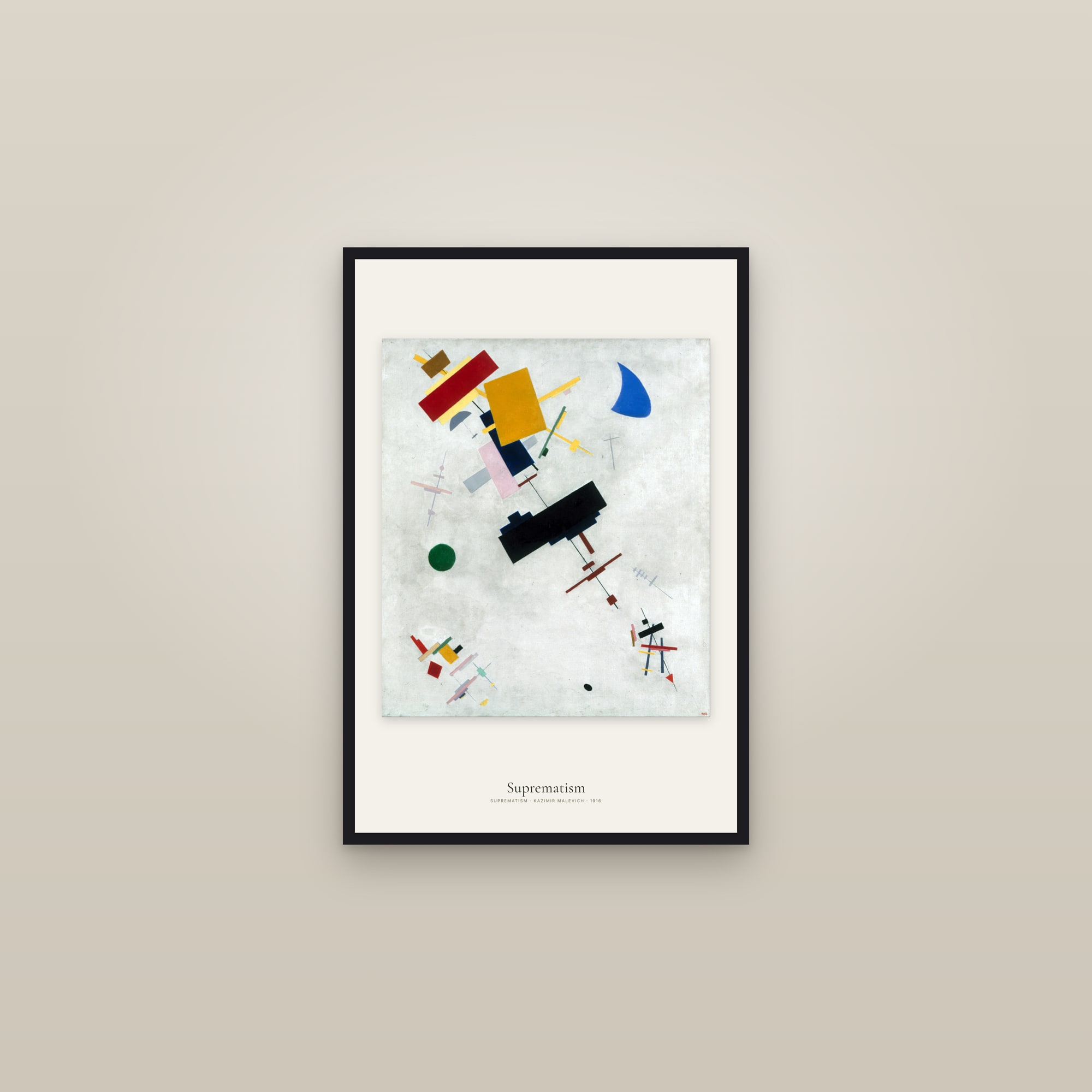 Suprematism — framed in a gallery setting
