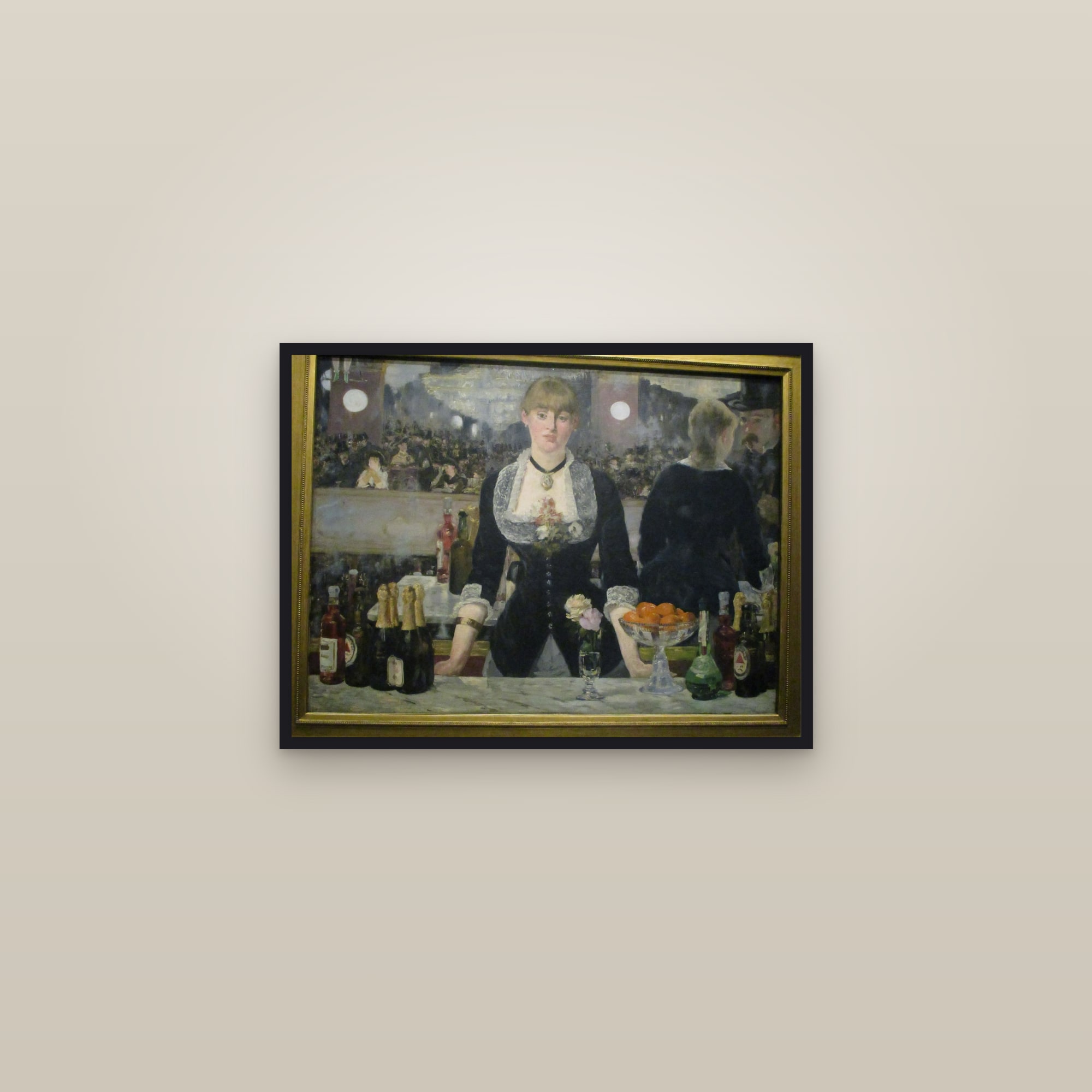 A Bar at the Folies-Bergère (Full) — Full-Bleed Edition — framed in a gallery setting