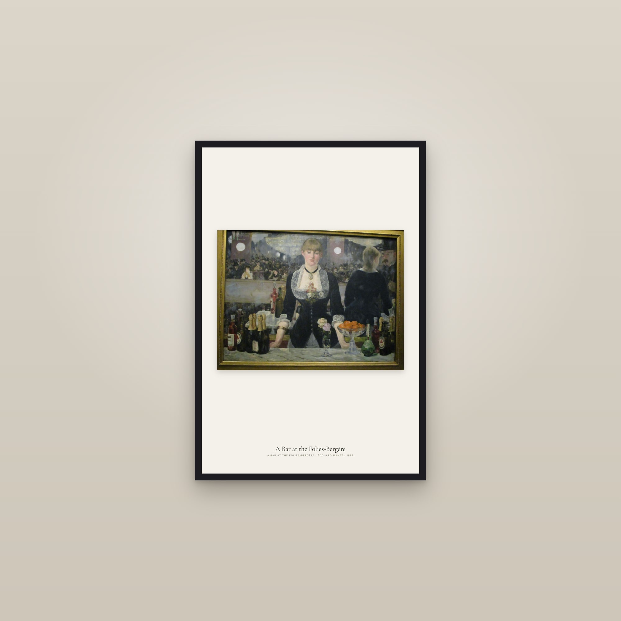 A Bar at the Folies-Bergère — framed in a gallery setting