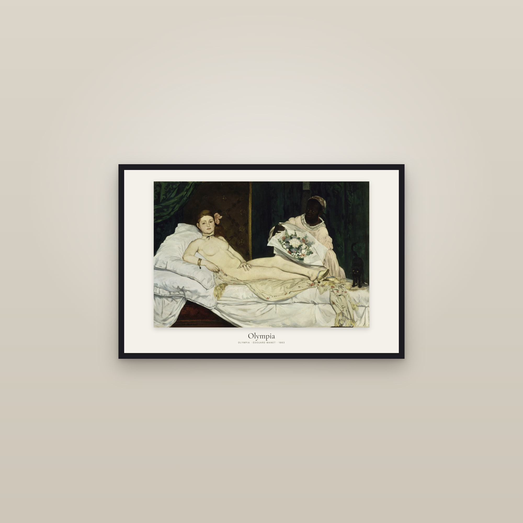 Olympia — framed in a gallery setting