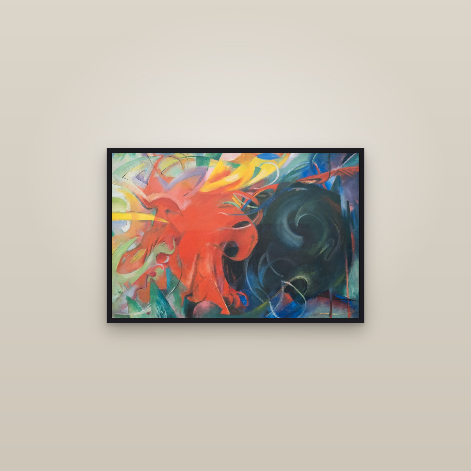 Fighting Forms (Full) — Full-Bleed Edition — framed in a gallery setting