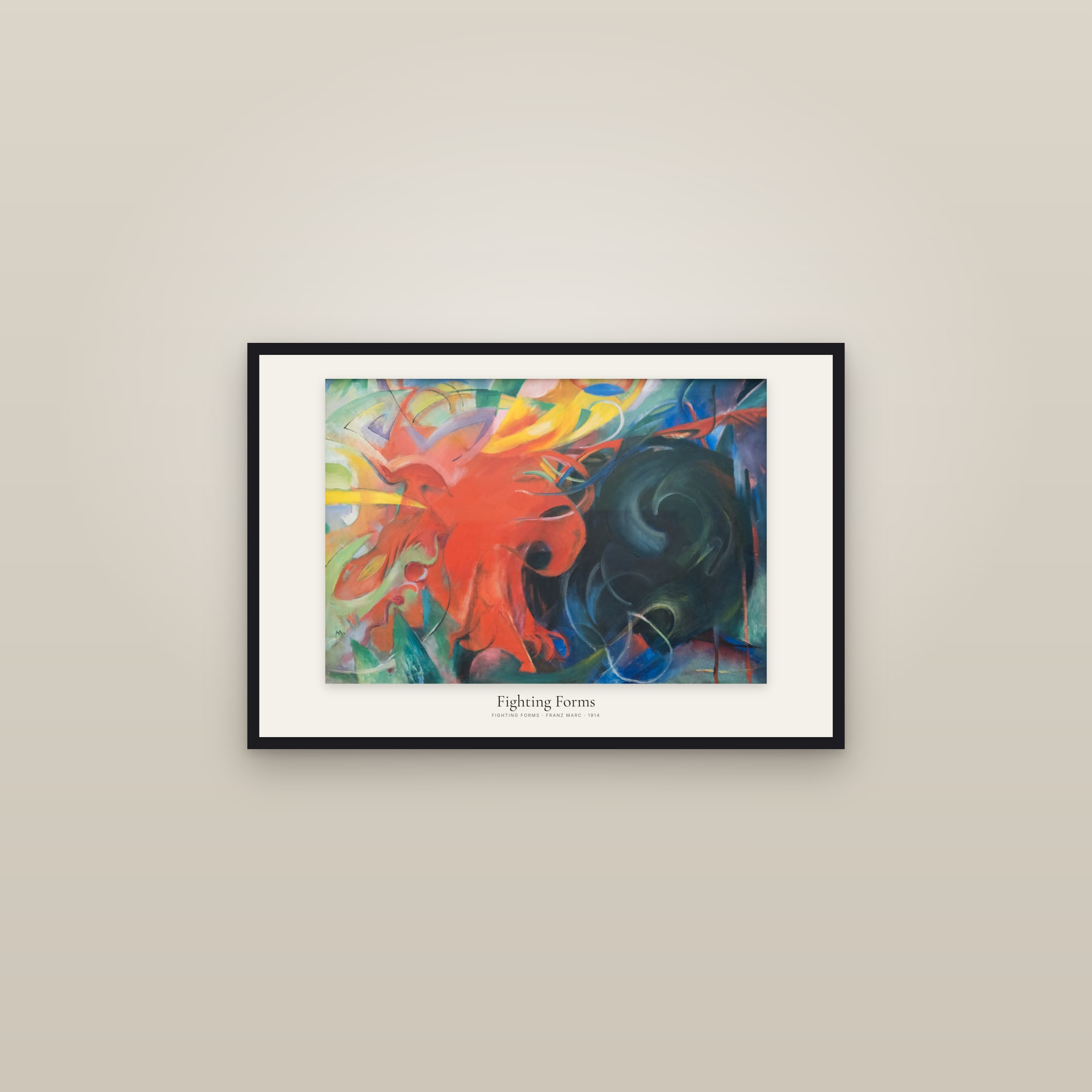 Fighting Forms — framed in a gallery setting