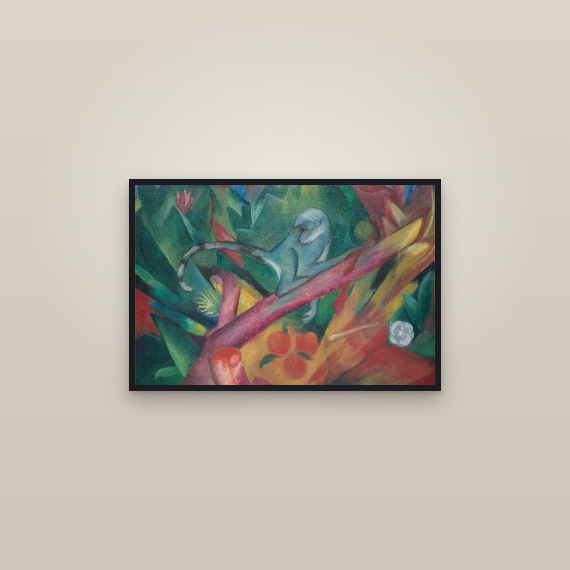 The Little Monkey (Full) — Full-Bleed Edition — framed in a gallery setting