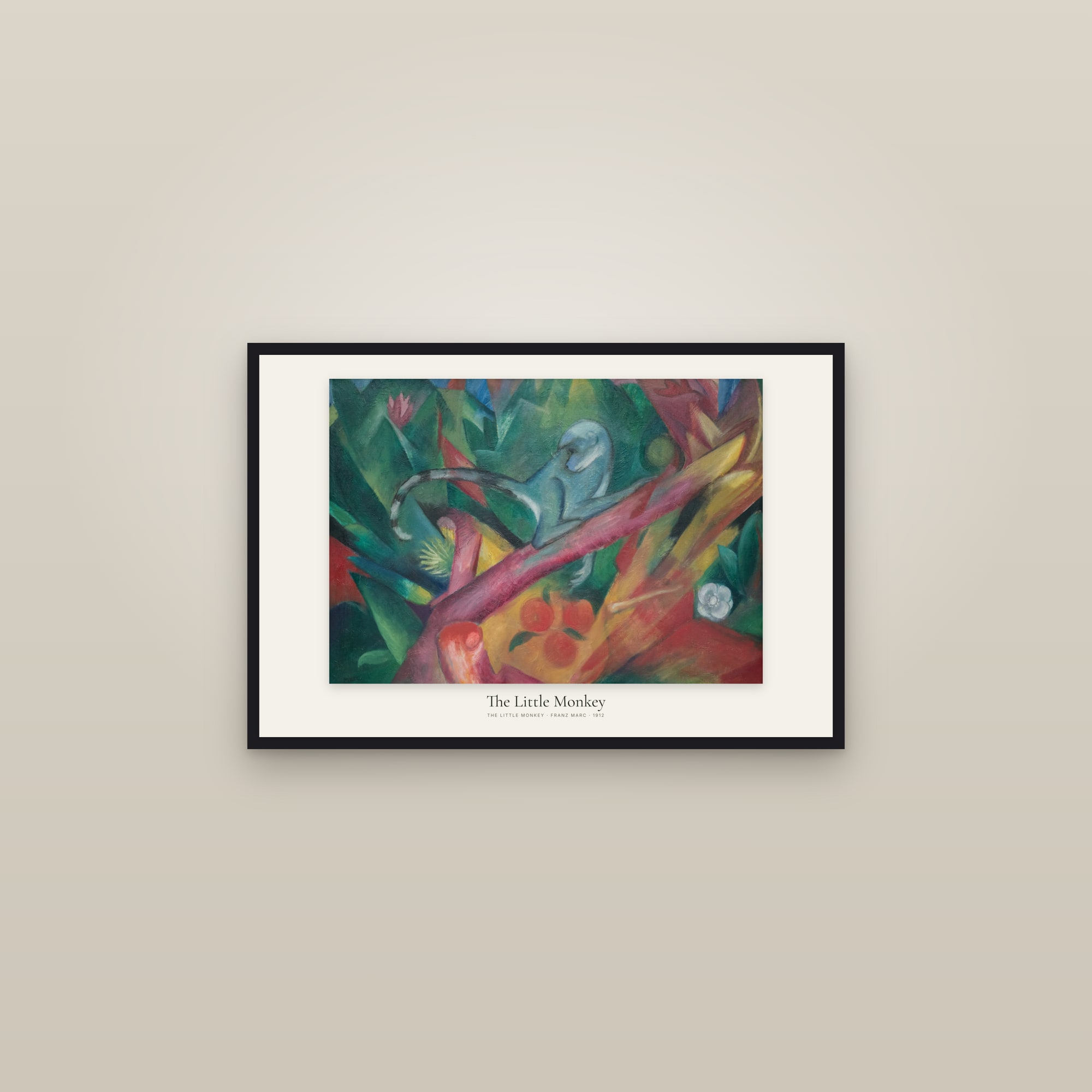The Little Monkey — framed in a gallery setting
