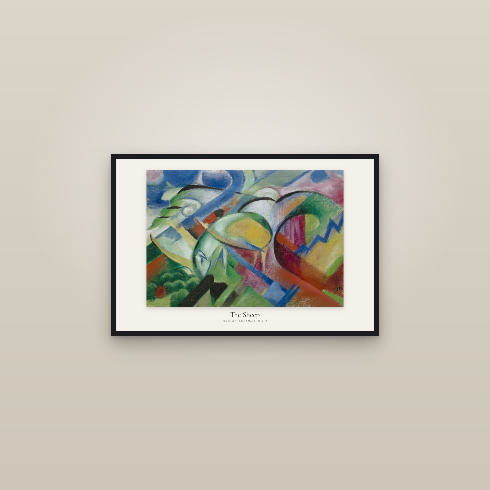 The Sheep — framed in a gallery setting