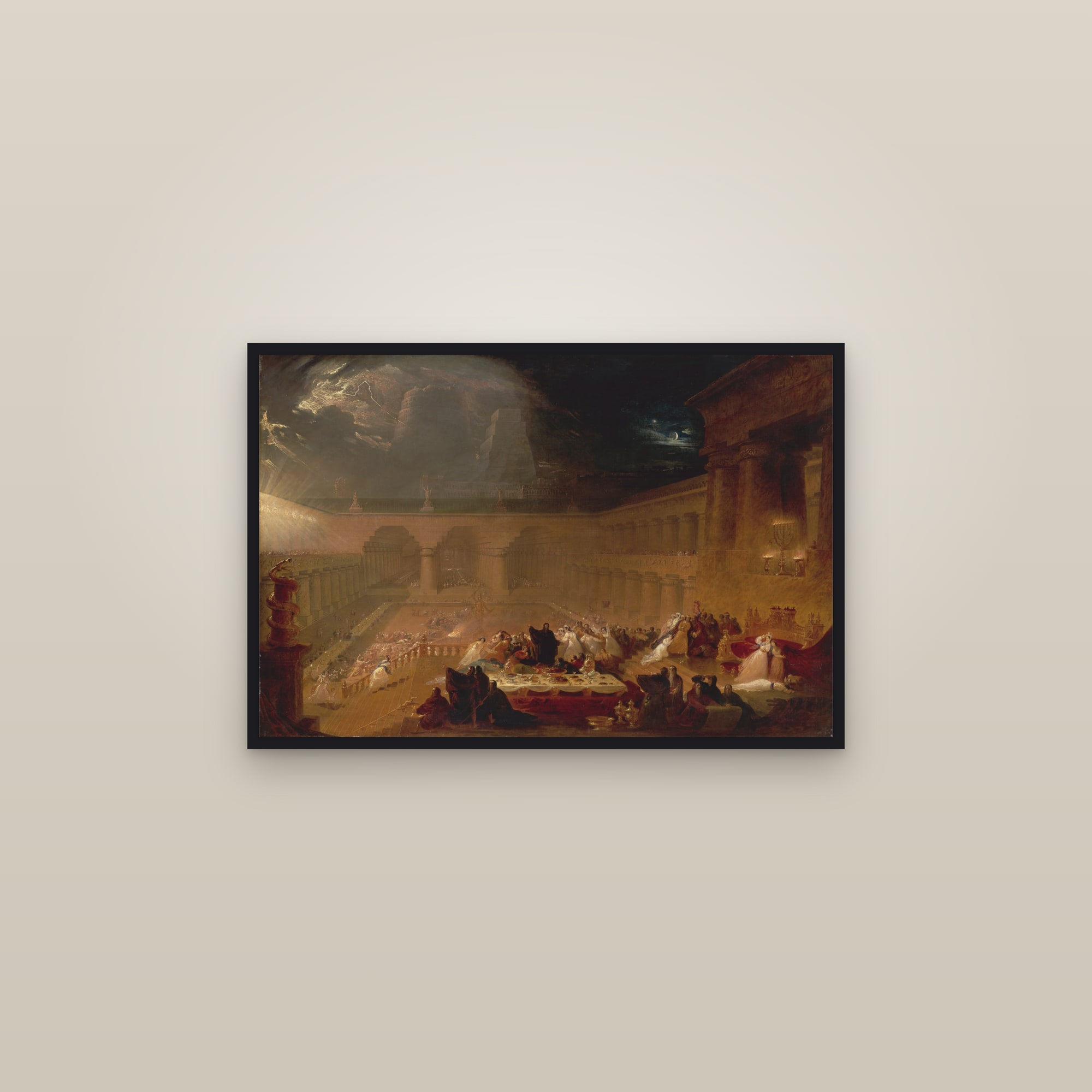 Belshazzar's Feast (Martin Full) — Full-Bleed Edition — framed in a gallery setting