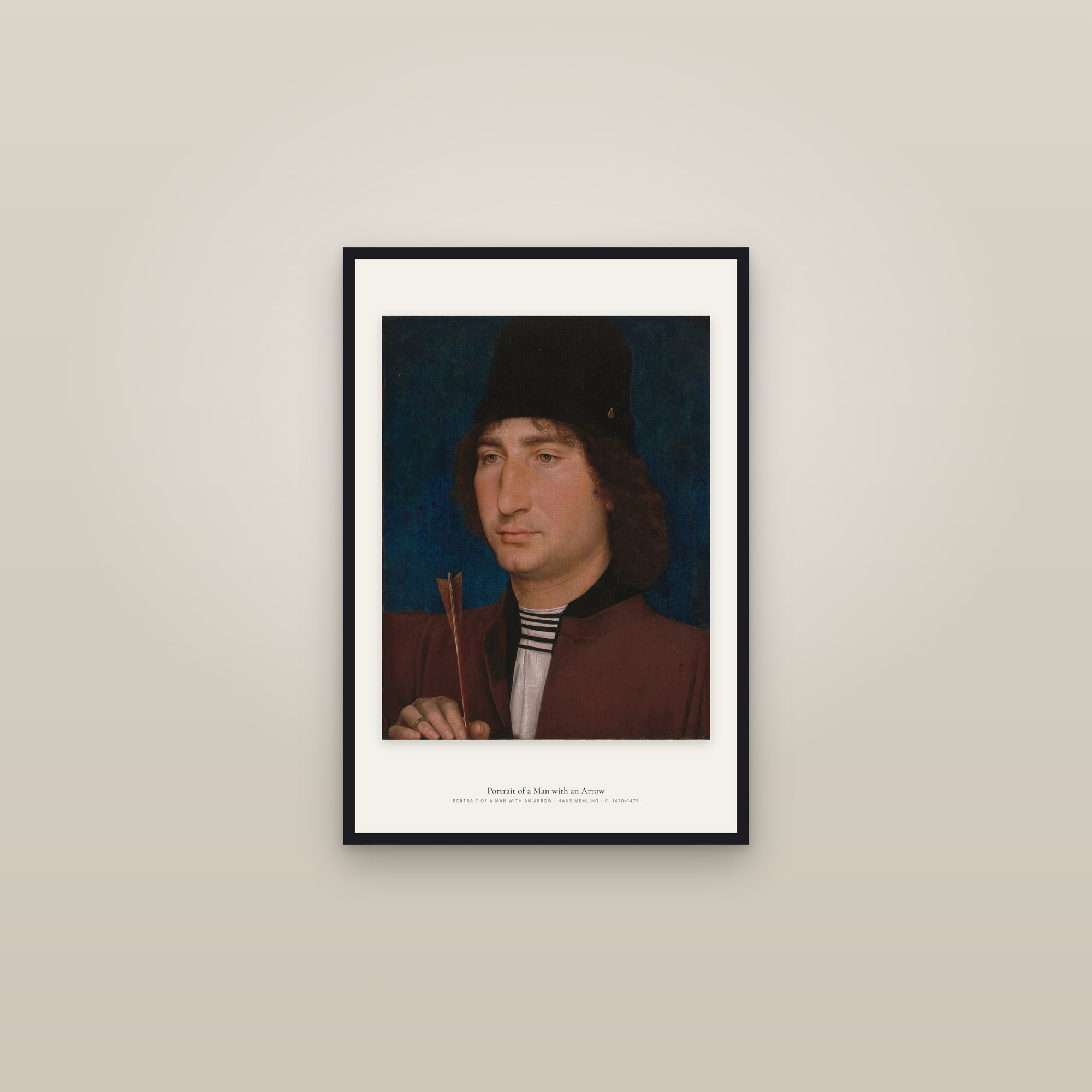 Portrait of a Man with an Arrow — framed in a gallery setting