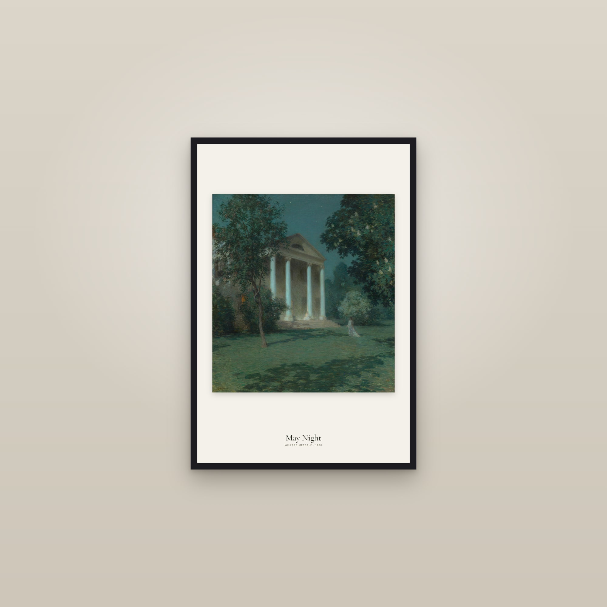 May Night — framed in a gallery setting