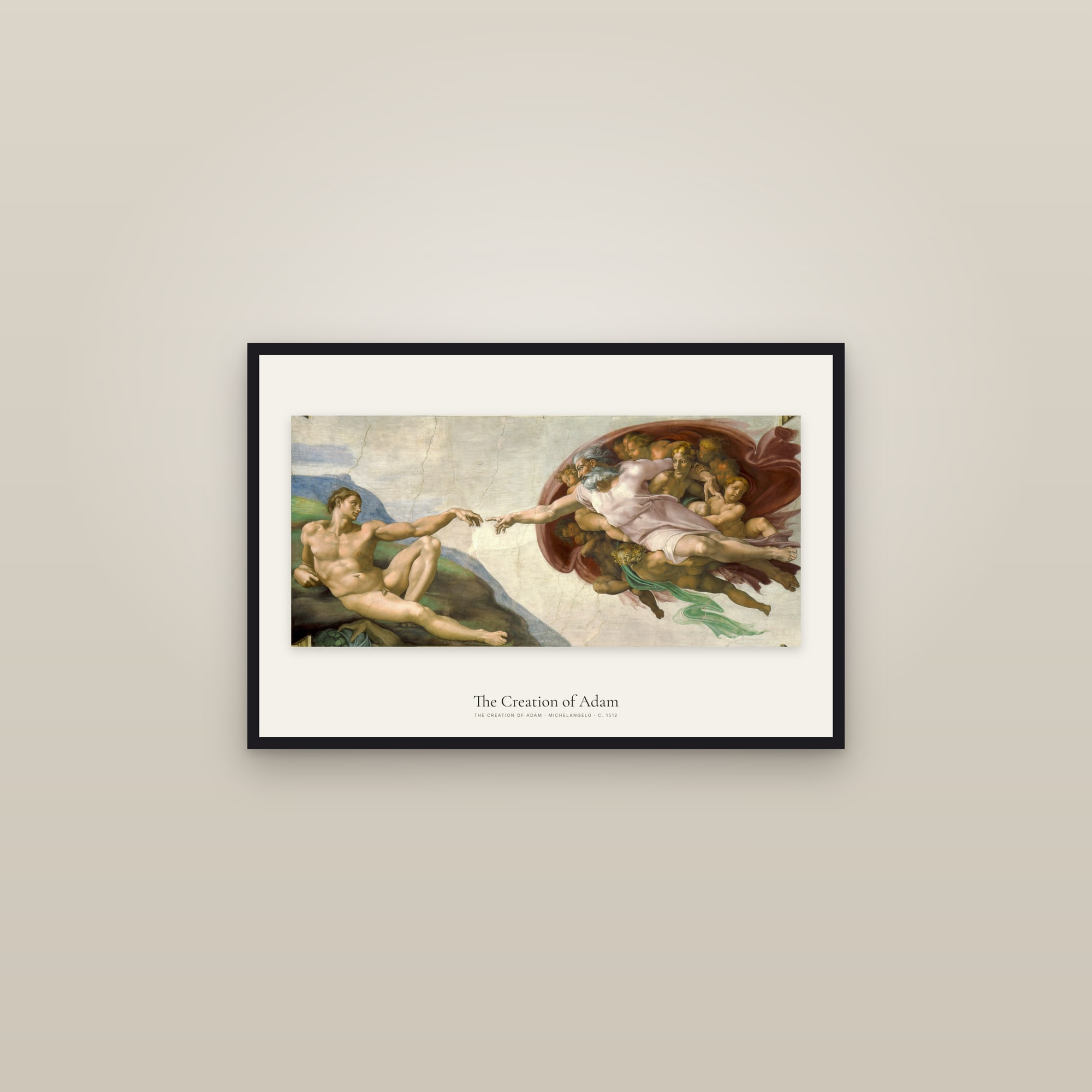 The Creation of Adam — framed in a gallery setting