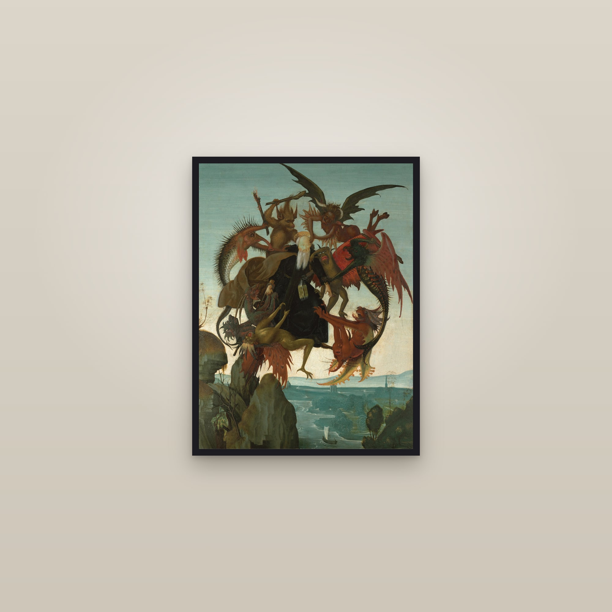 The Torment of Saint Anthony (Full) — Full-Bleed Edition — framed in a gallery setting
