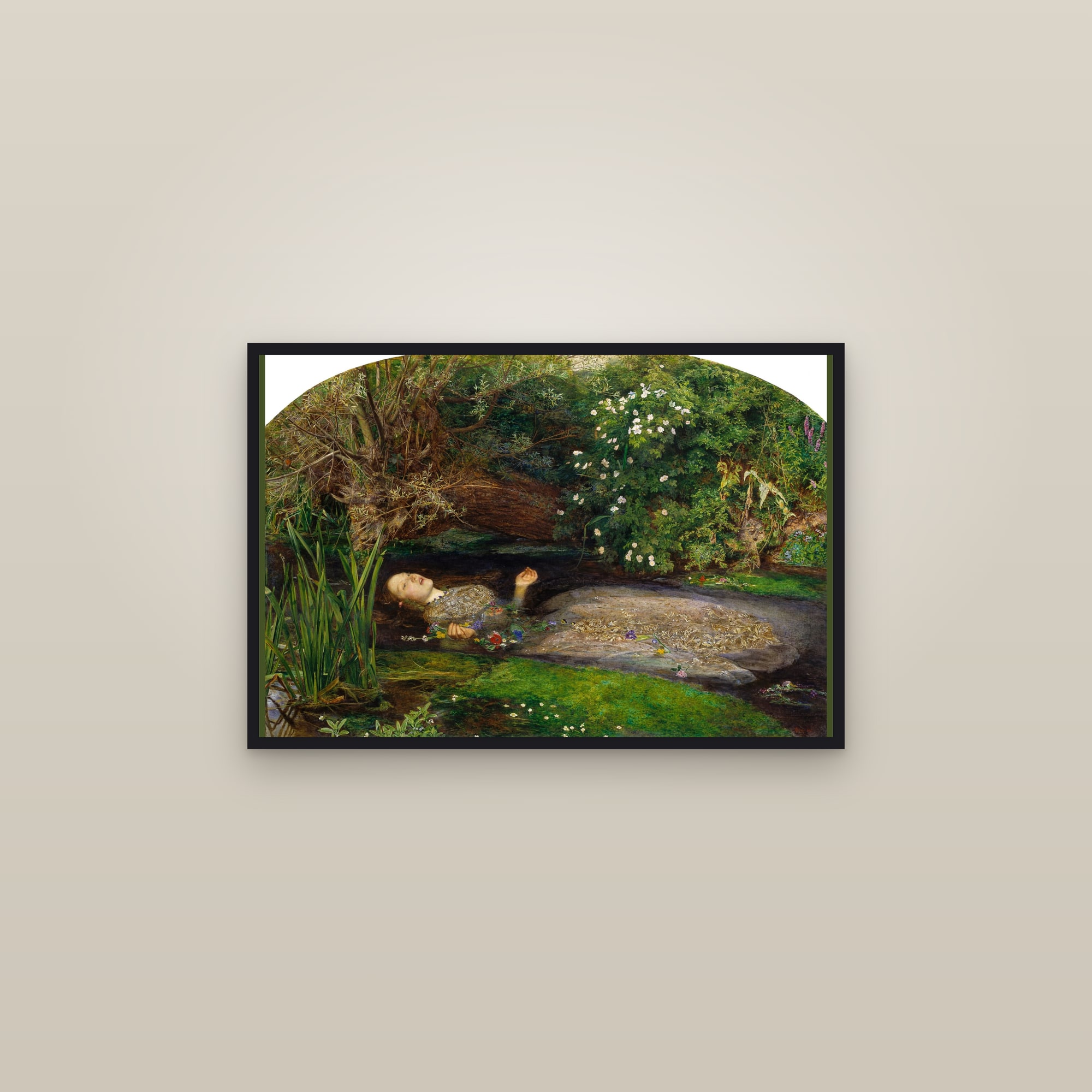 Ophelia (Full) — Full-Bleed Edition — framed in a gallery setting