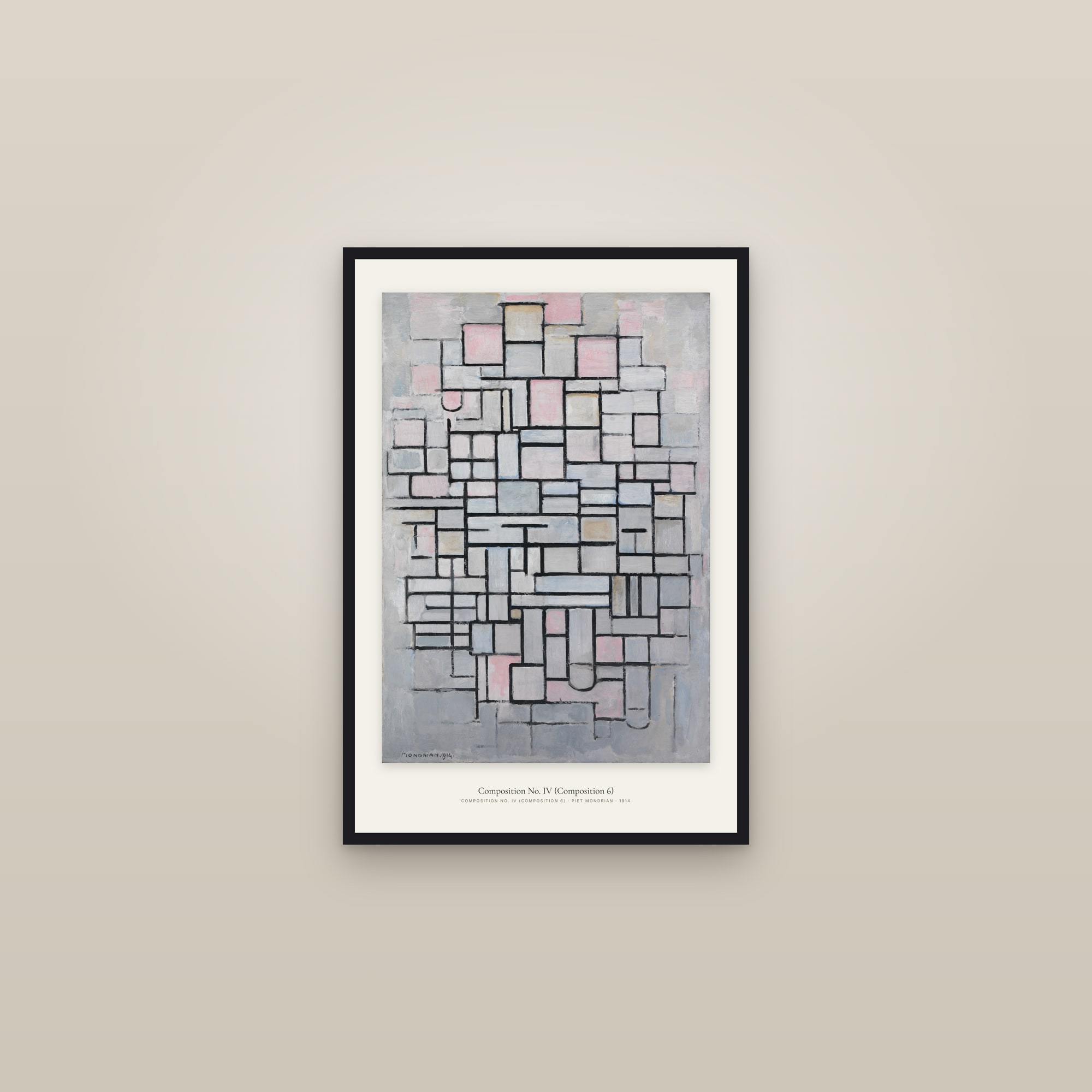 Composition No. IV (Composition 6) — framed in a gallery setting