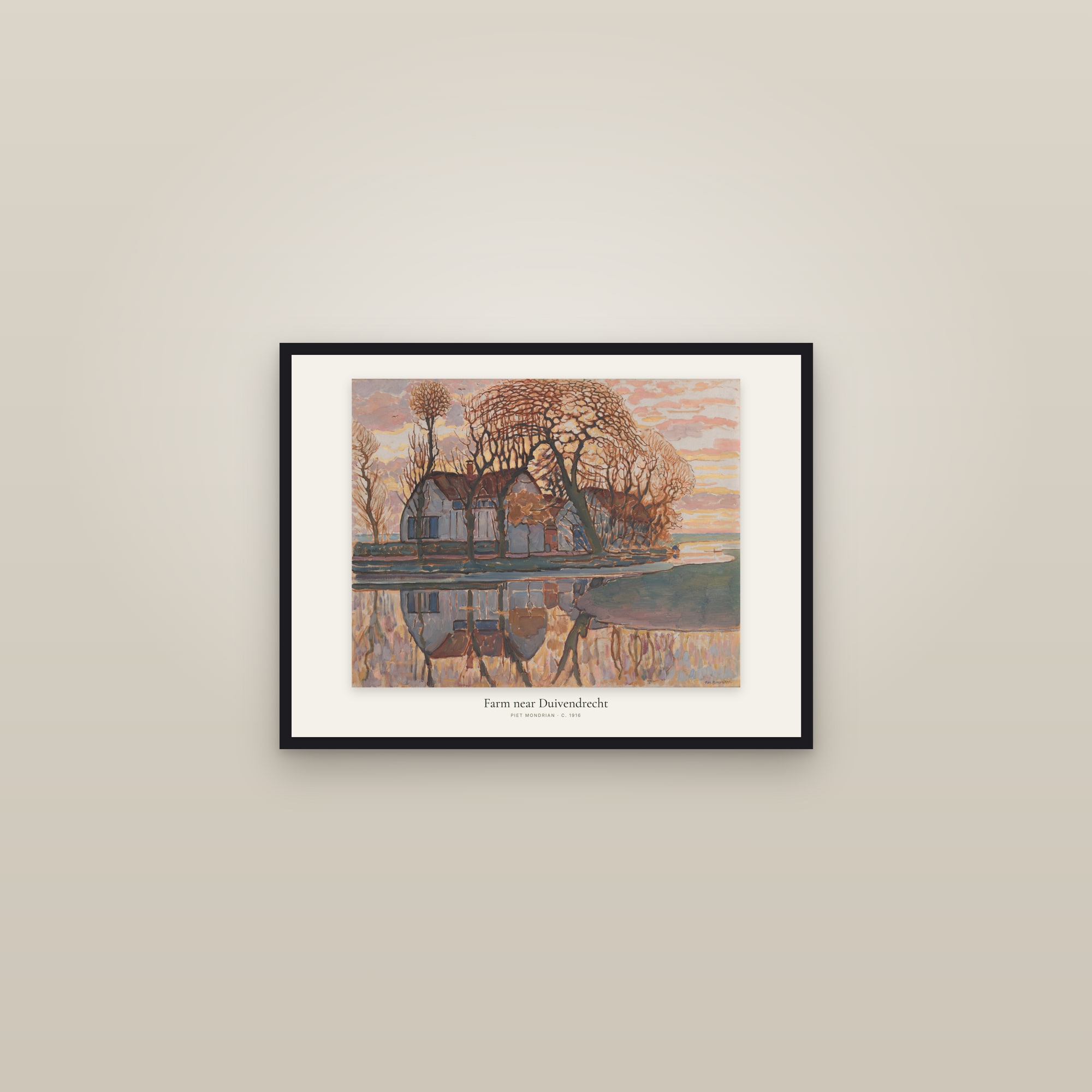 Farm near Duivendrecht — framed in a gallery setting