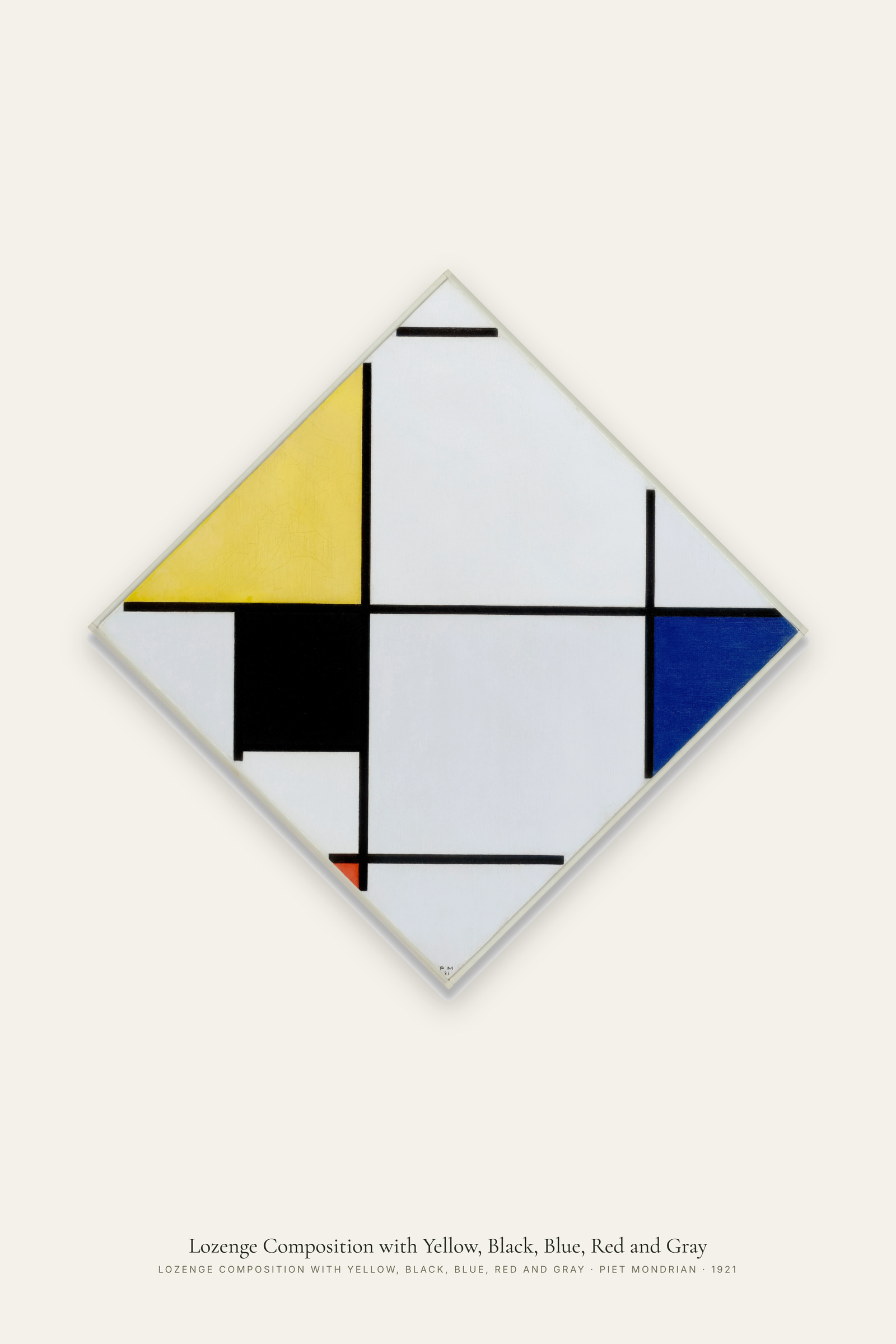 Lozenge Composition with Yellow, Black, Blue, Red and Gray
