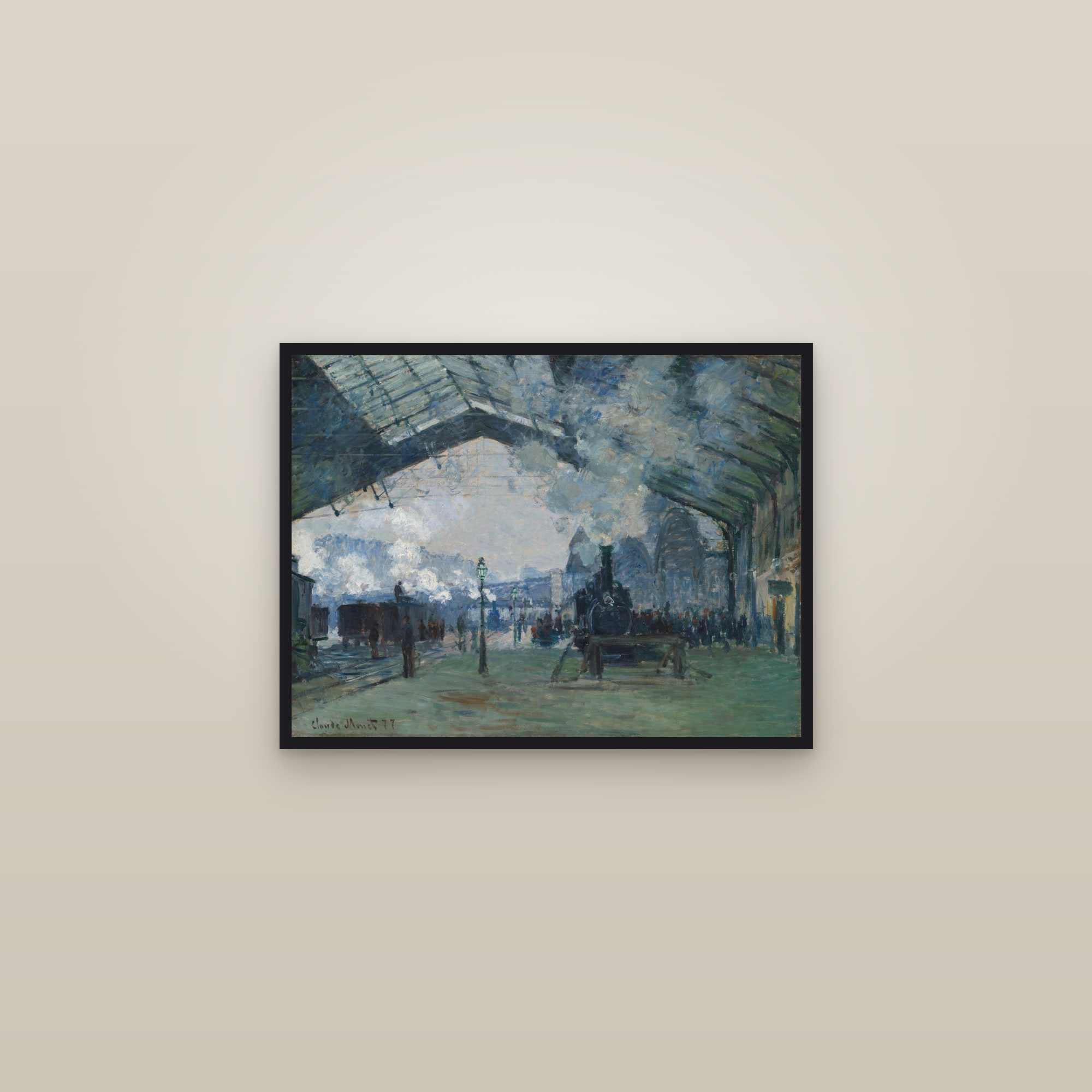 Arrival of the Normandy Train, Gare Saint-Lazare (Full) — Full-Bleed Edition — framed in a gallery setting