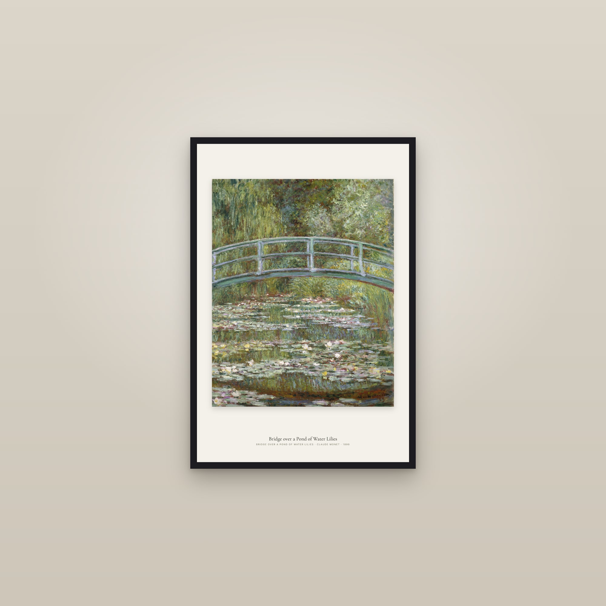 Bridge over a Pond of Water Lilies — framed in a gallery setting