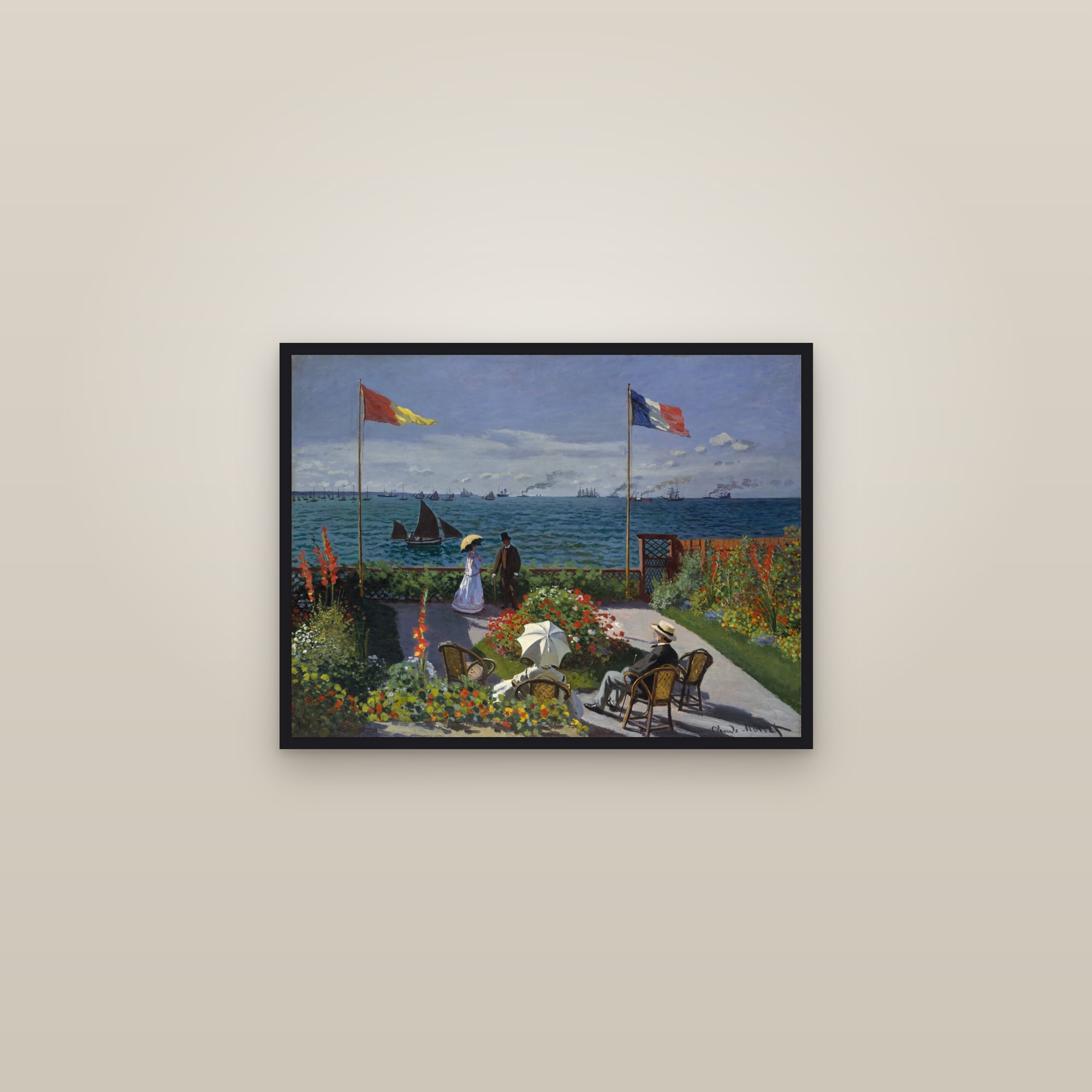 Garden at Sainte-Adresse (Full) — Full-Bleed Edition — framed in a gallery setting