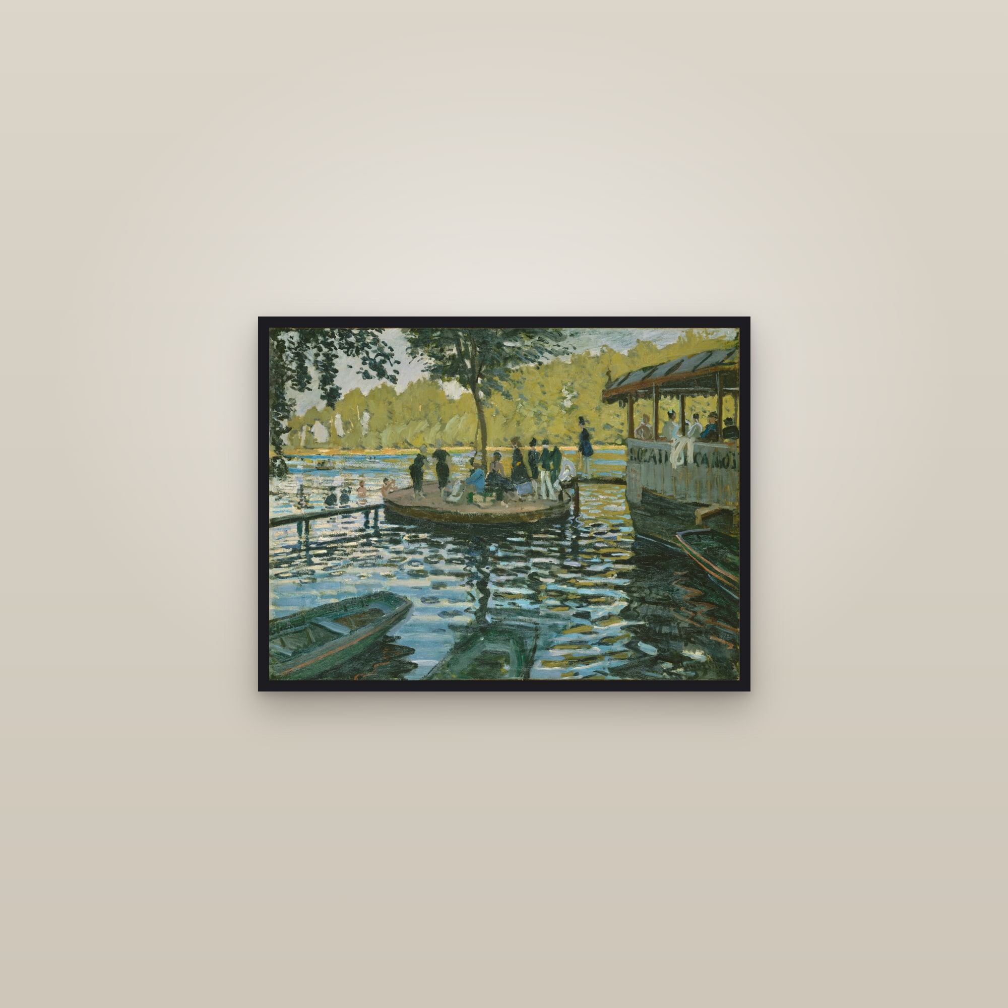 La Grenouillère (Full) — Full-Bleed Edition — framed in a gallery setting