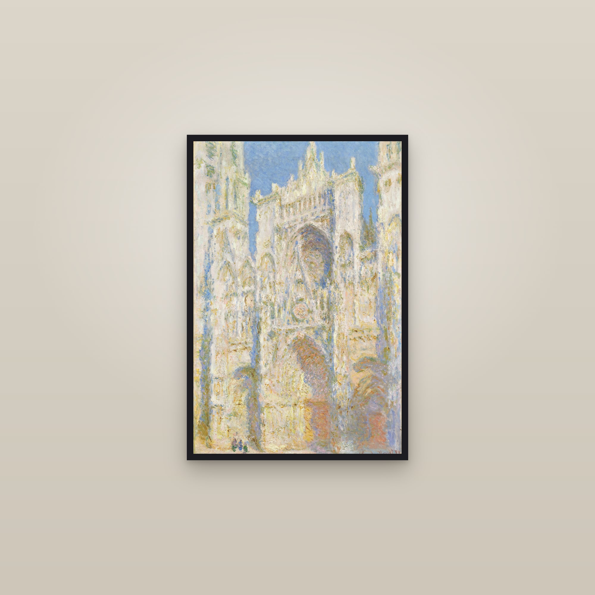 Rouen Cathedral, West Façade, Sunlight (Full) — Full-Bleed Edition — framed in a gallery setting