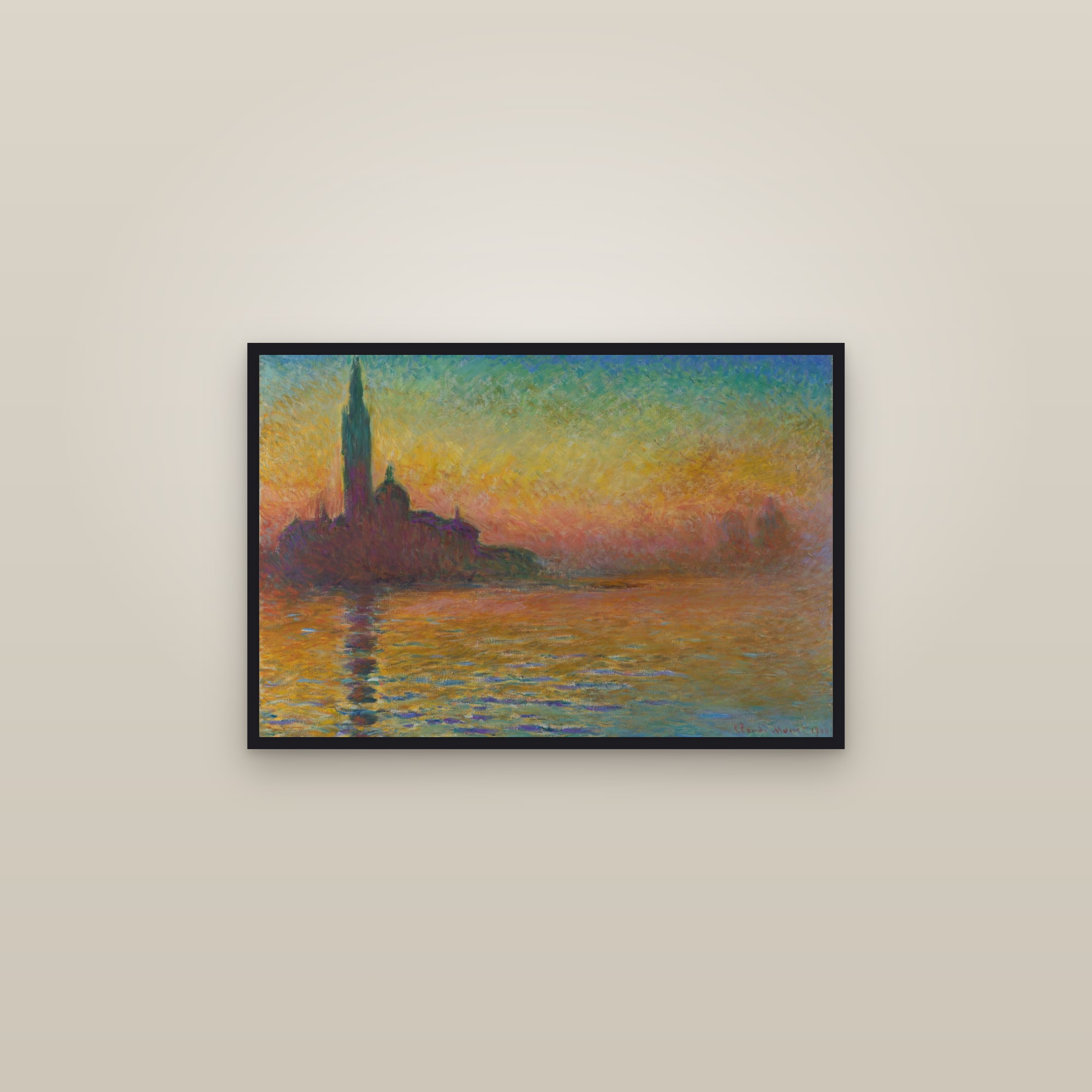 San Giorgio Maggiore at Dusk (Full) — Full-Bleed Edition — framed in a gallery setting