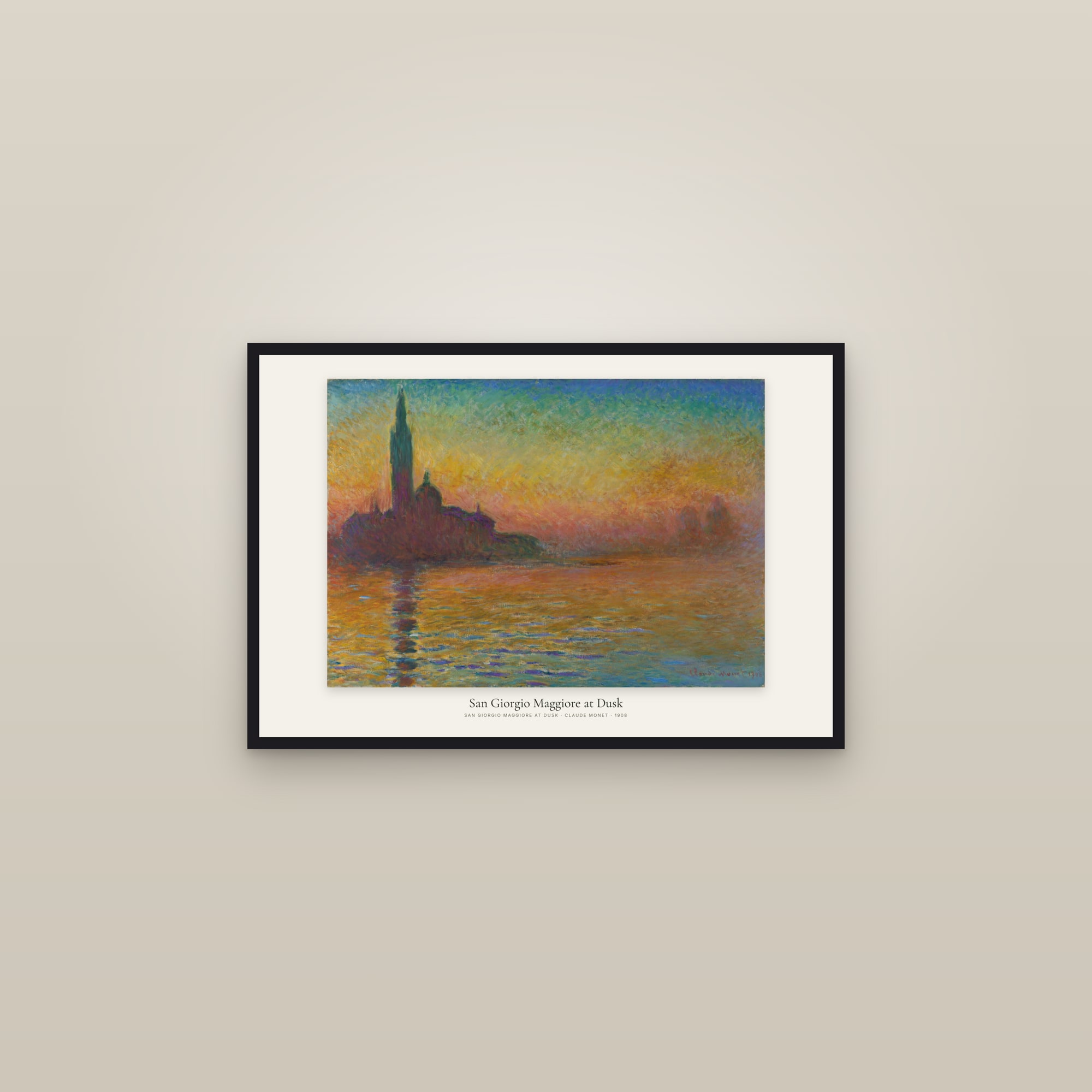 San Giorgio Maggiore at Dusk — framed in a gallery setting