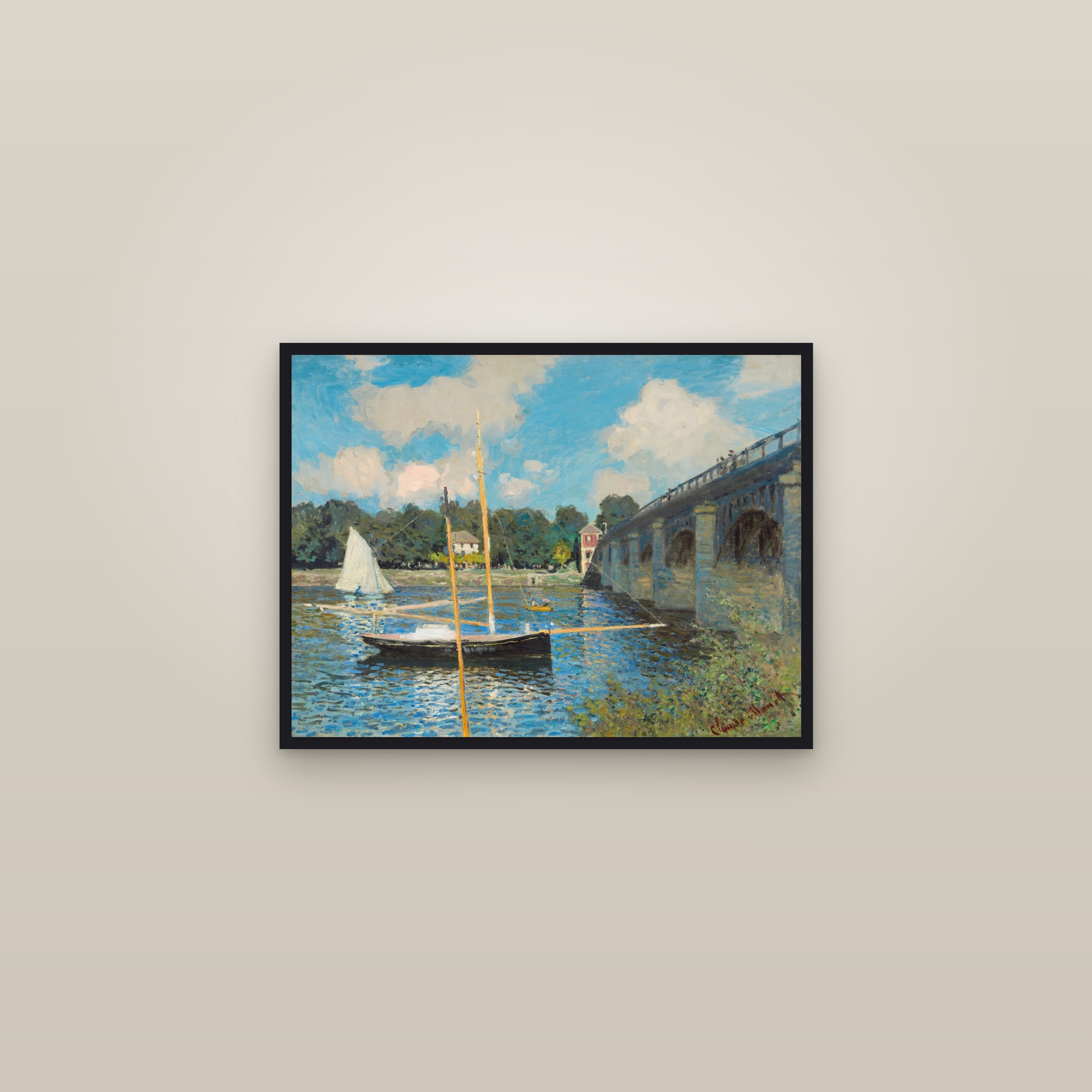 The Bridge at Argenteuil (Full) — Full-Bleed Edition — framed in a gallery setting