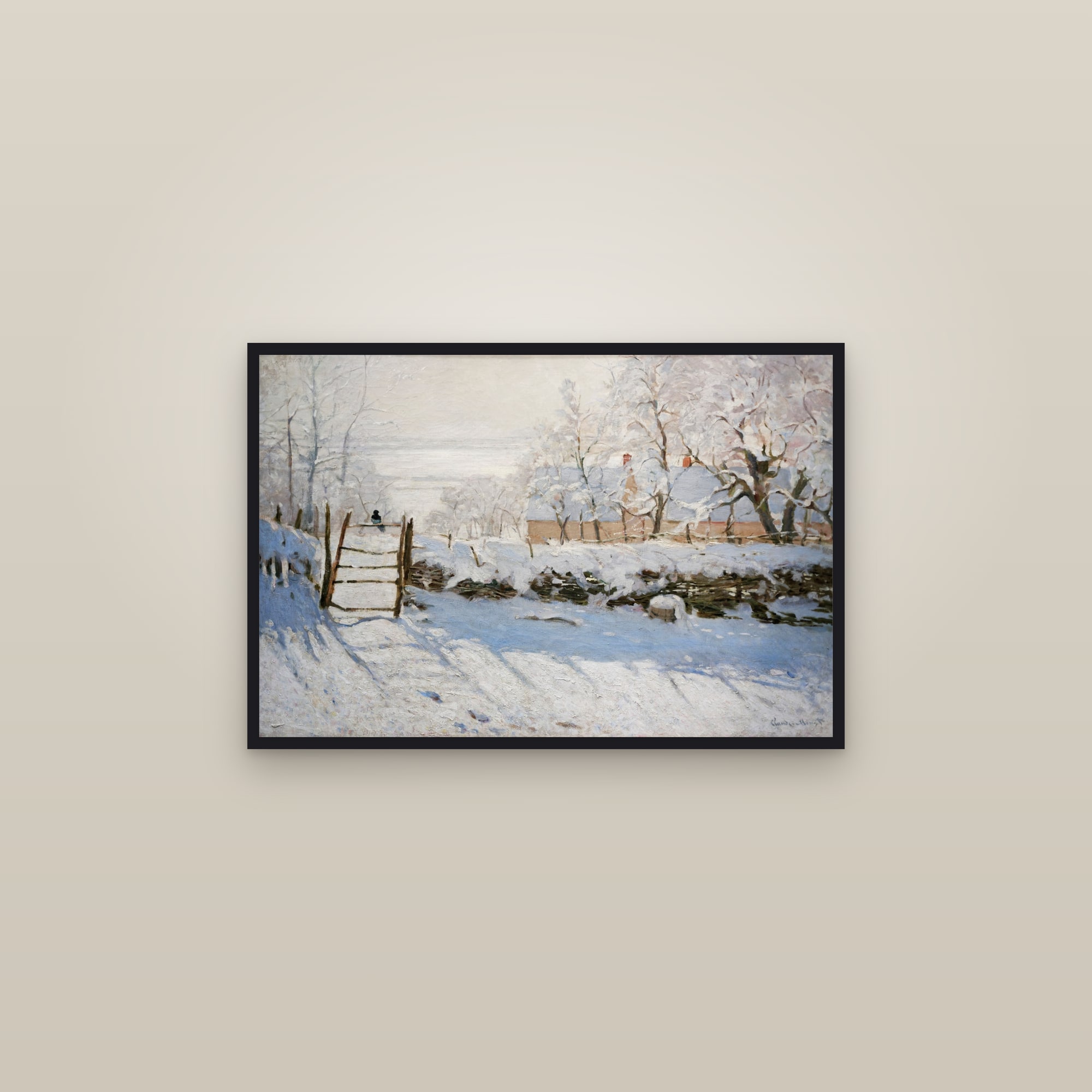 The Magpie (Full) — Full-Bleed Edition — framed in a gallery setting