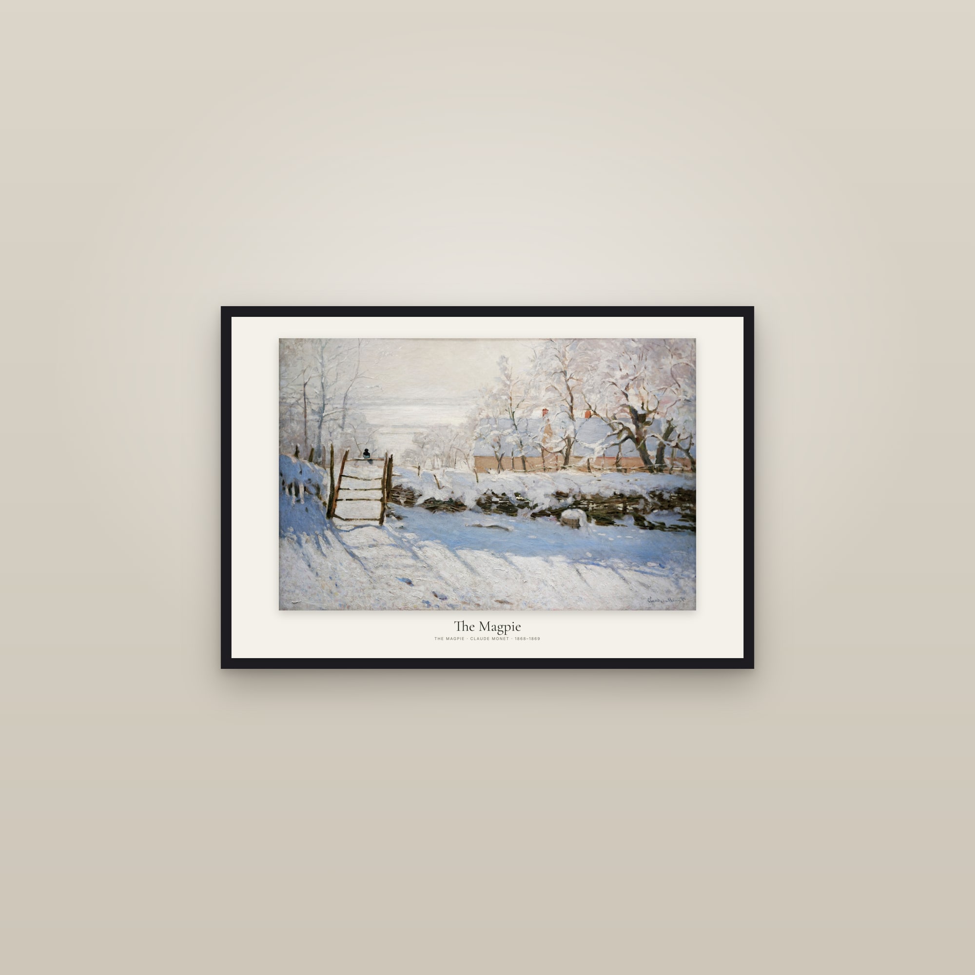 The Magpie — framed in a gallery setting