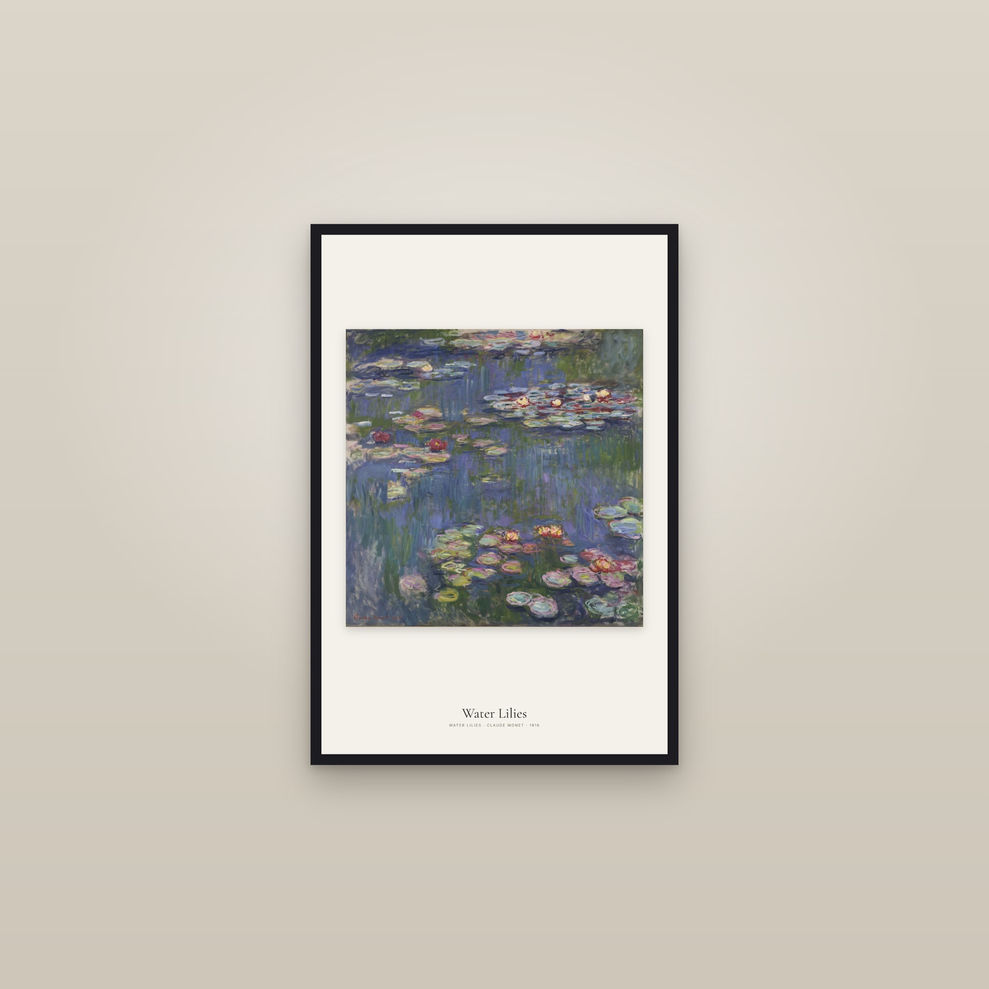 Water Lilies — framed in a gallery setting