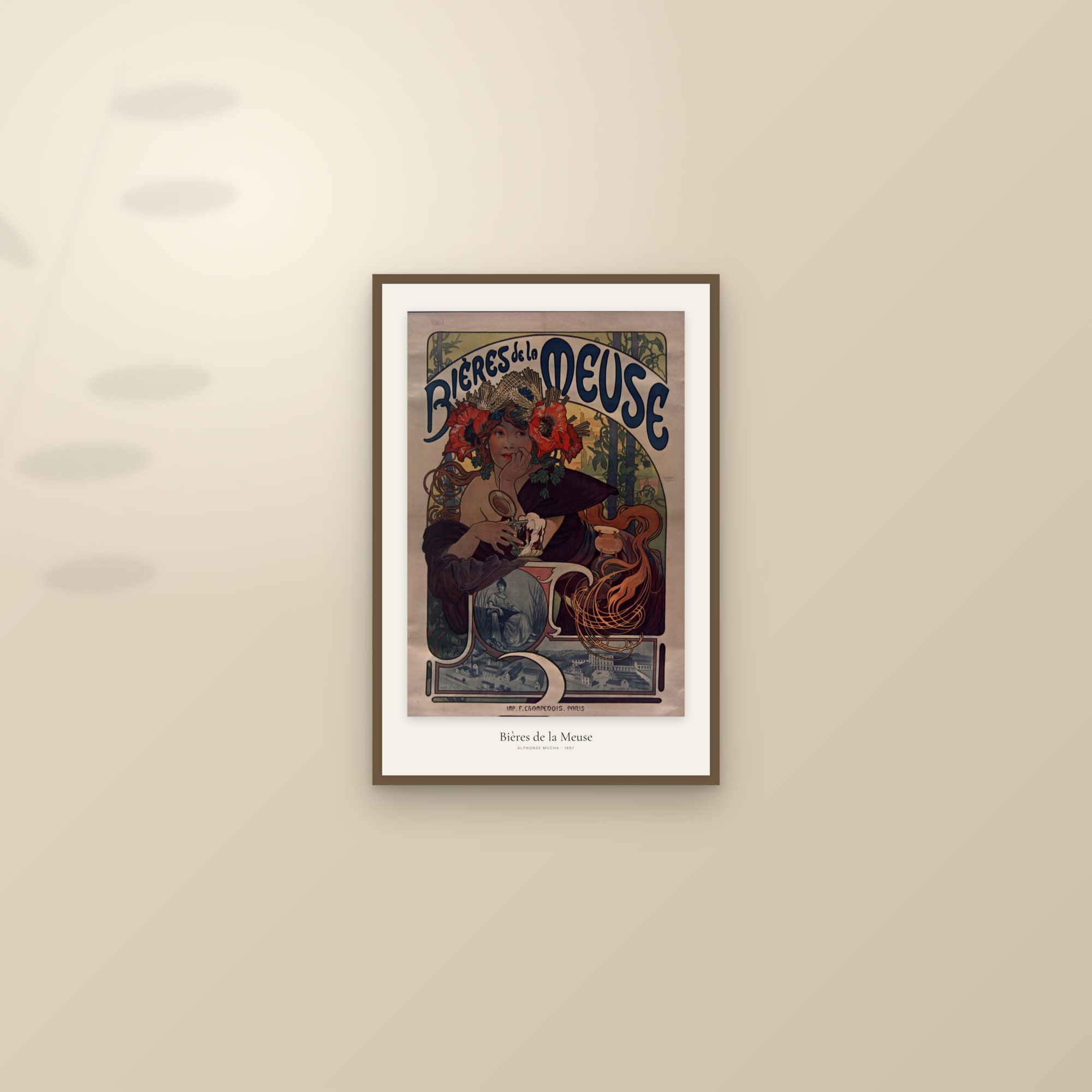 Bières de la Meuse — framed and styled on a sunlit wall