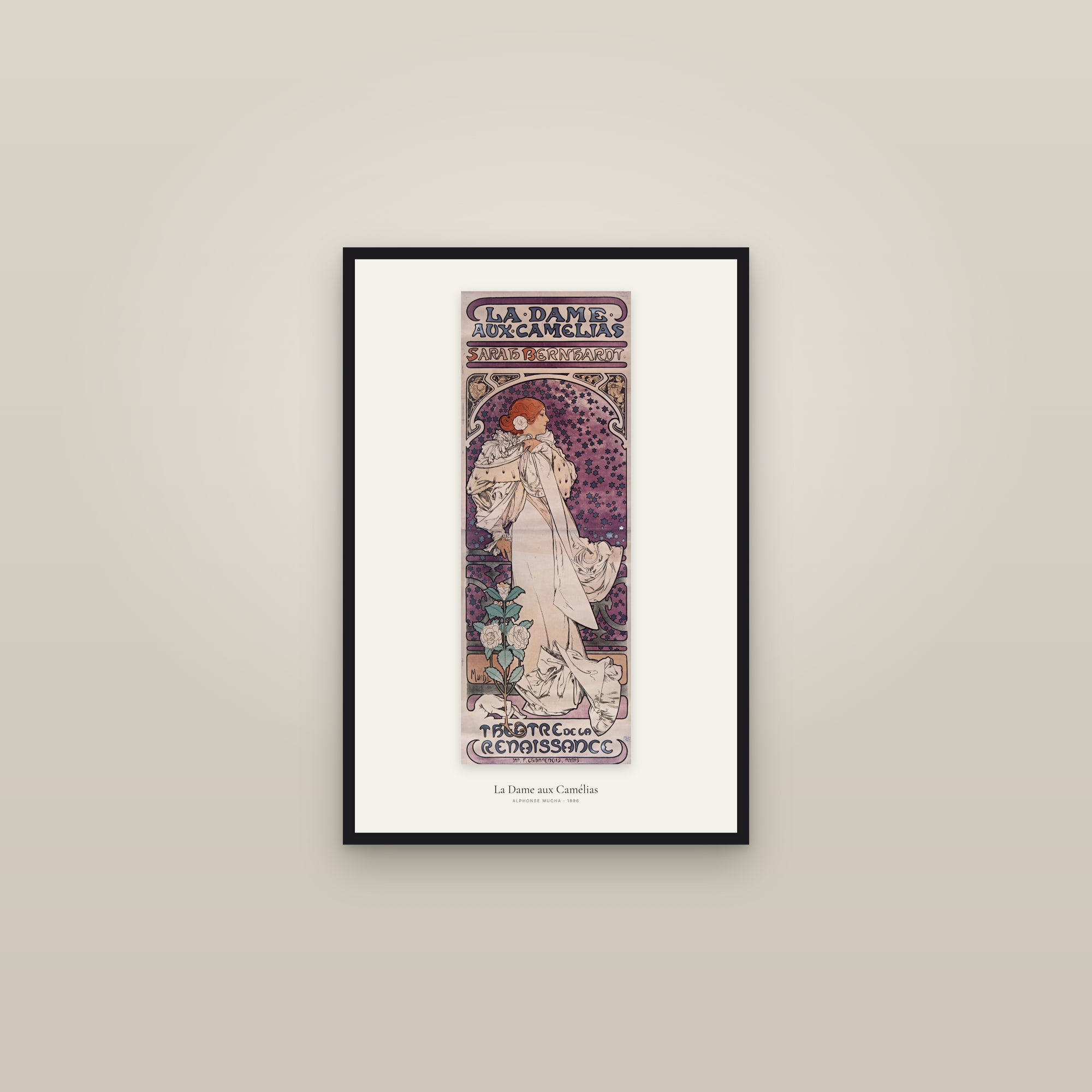 La Dame aux Camélias — framed in a gallery setting