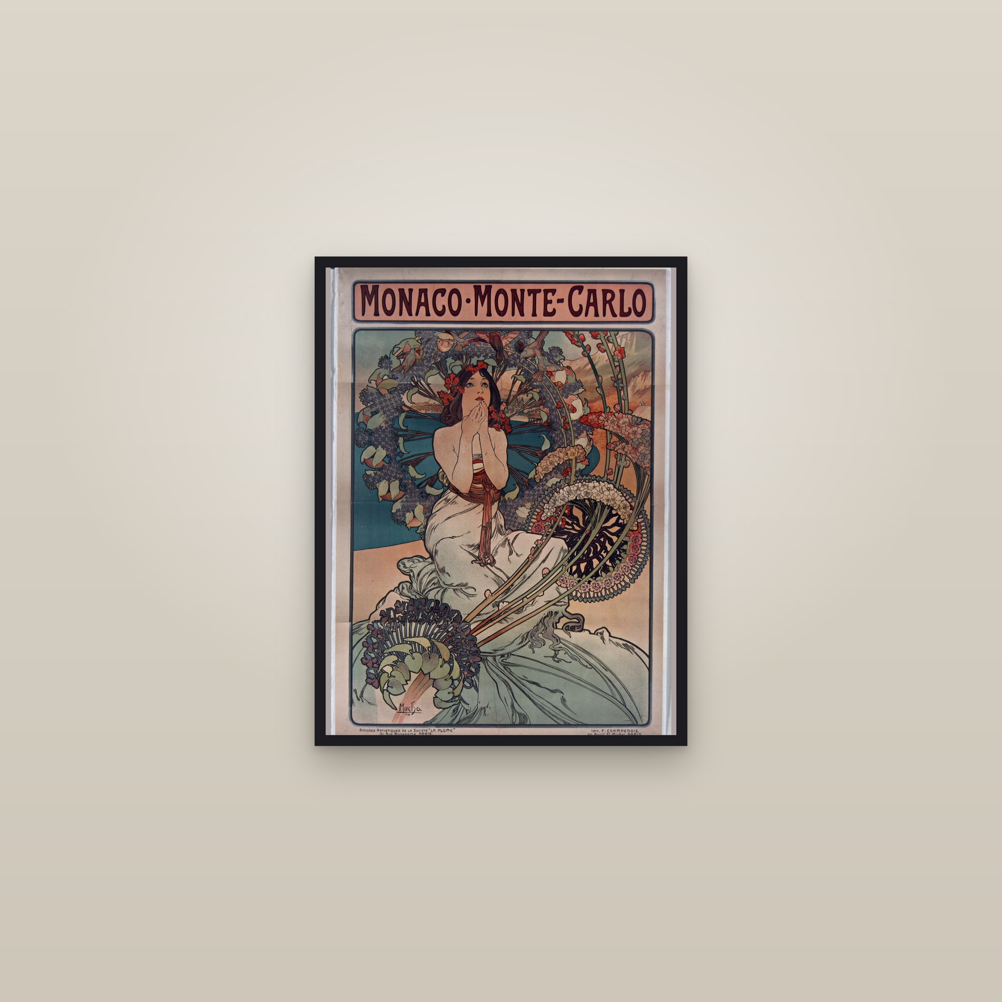 Monaco · Monte-Carlo (Full) — Full-Bleed Edition — framed in a gallery setting