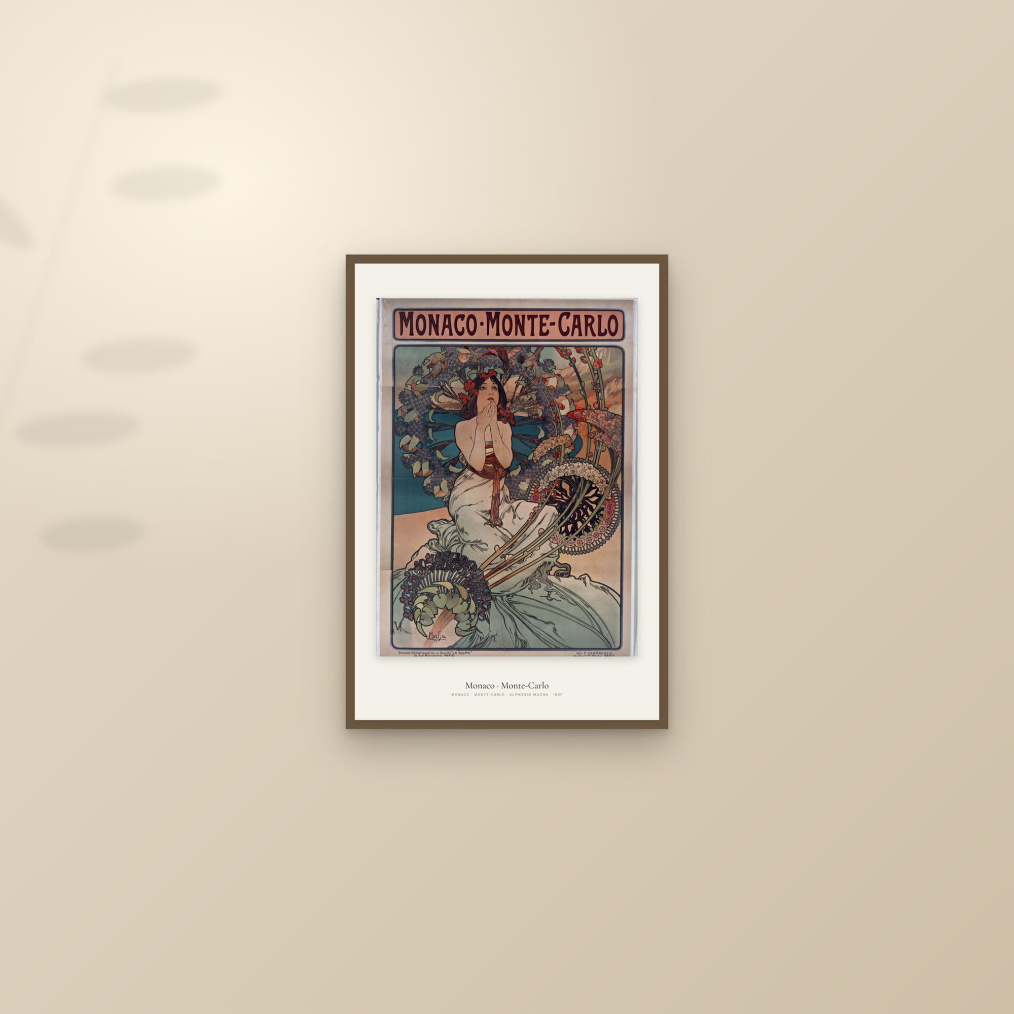 Monaco · Monte-Carlo — framed and styled on a sunlit wall