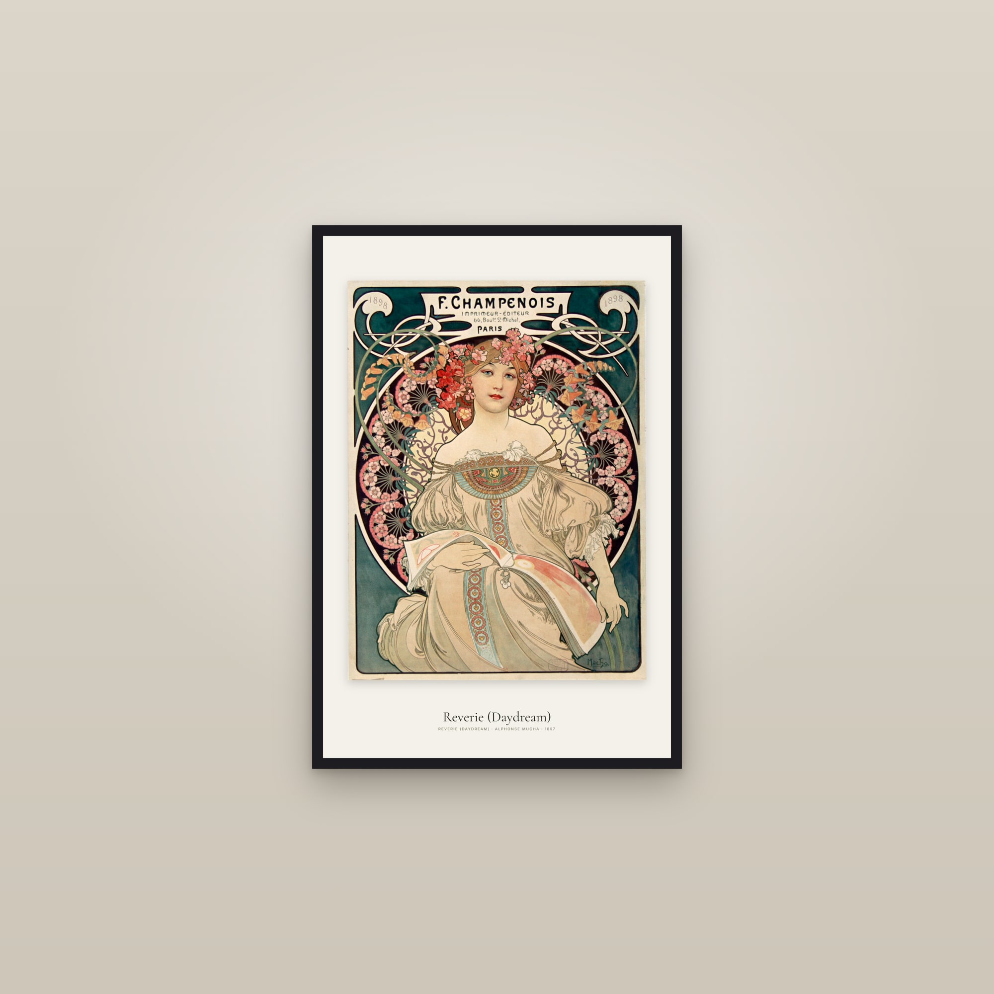 Reverie (Daydream) — framed in a gallery setting
