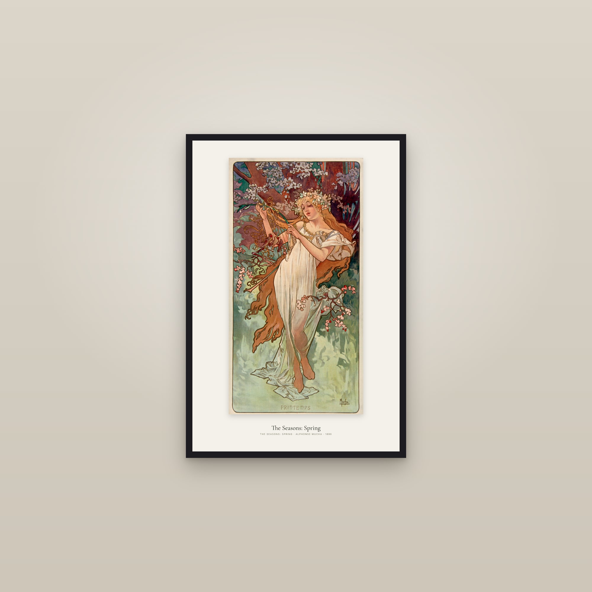 The Seasons: Spring — framed in a gallery setting