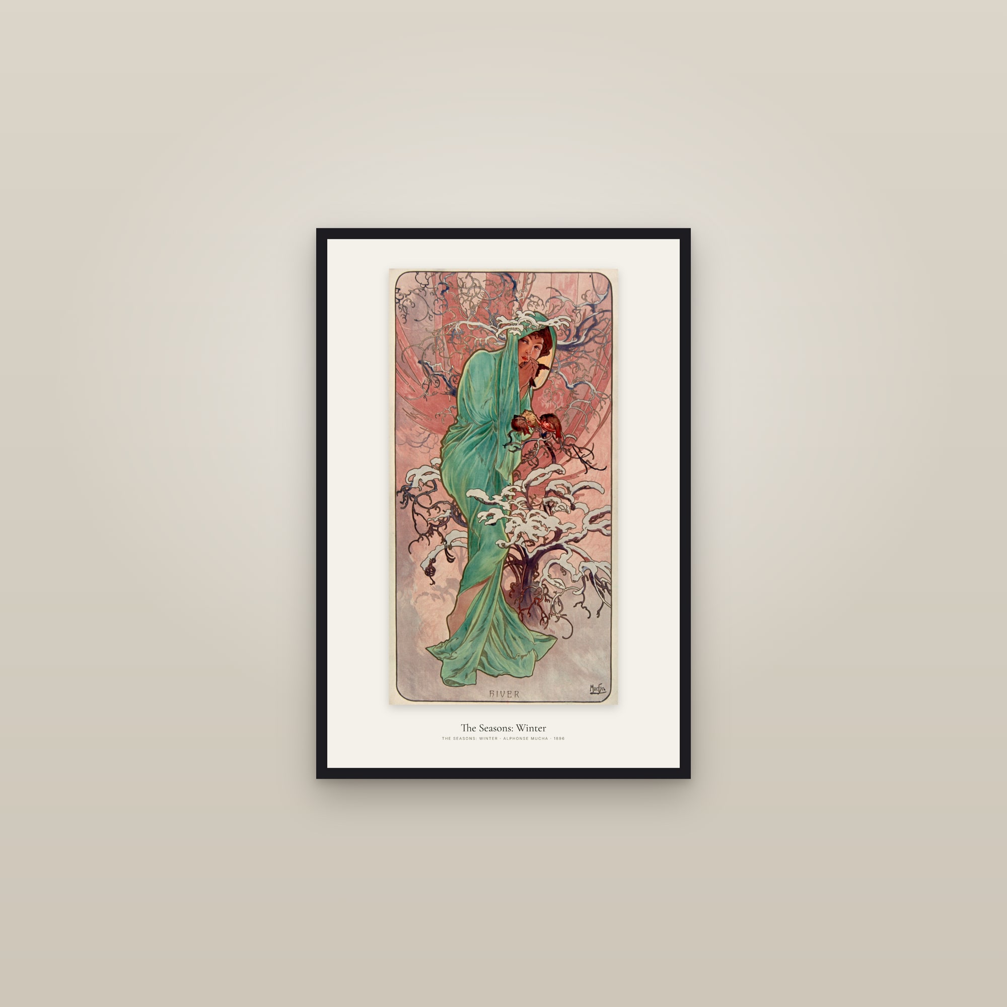 The Seasons: Winter — framed in a gallery setting