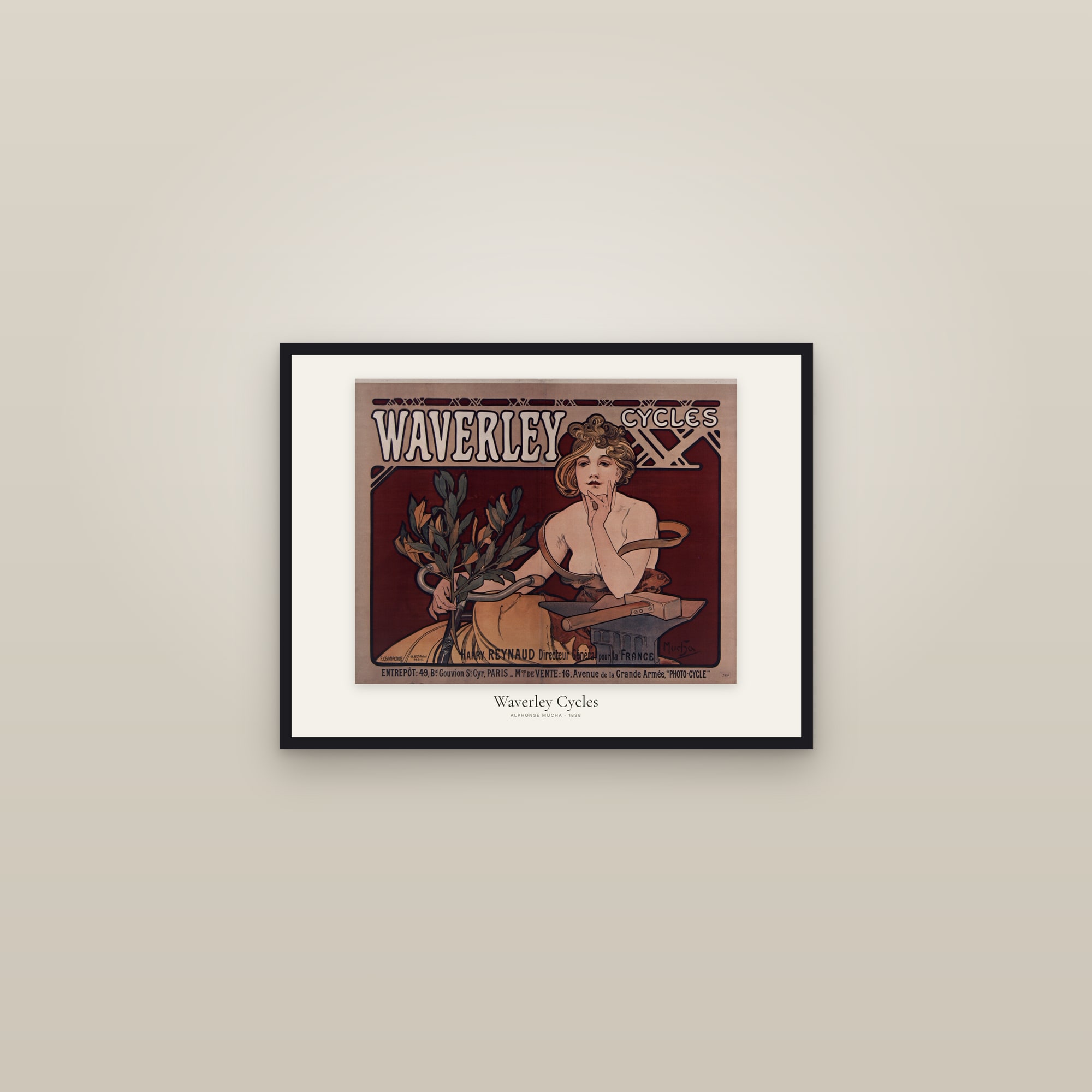 Waverley Cycles — framed in a gallery setting