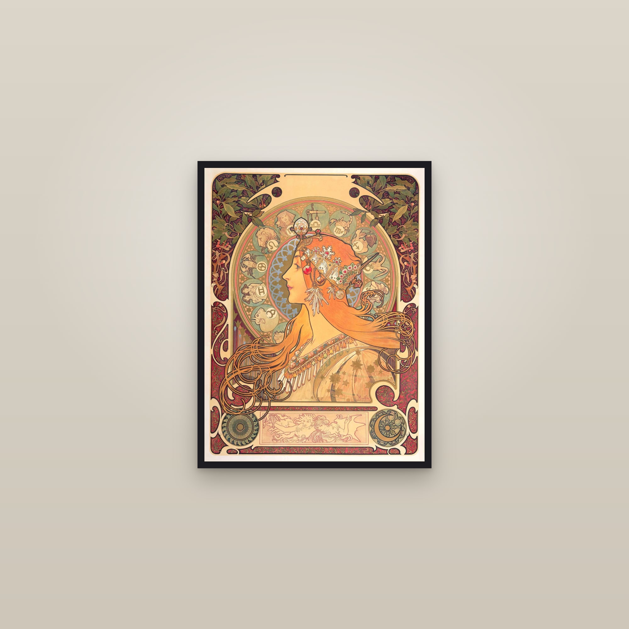 Zodiac — Full-Bleed Edition — framed in a gallery setting