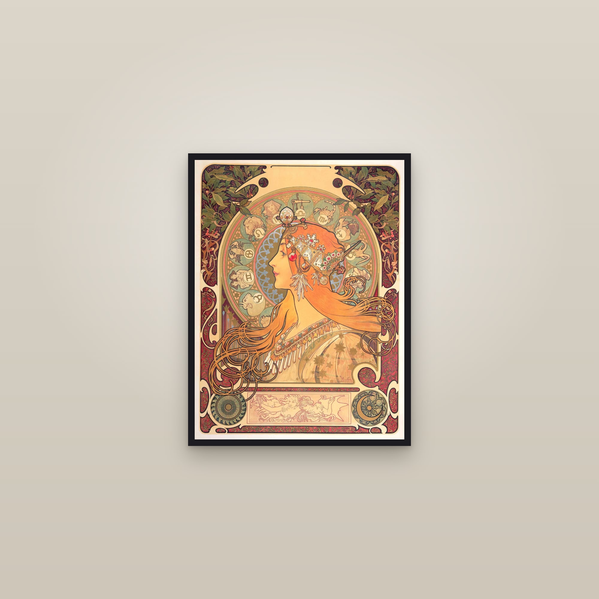 Zodiac — Full-Bleed Edition — framed in a gallery setting