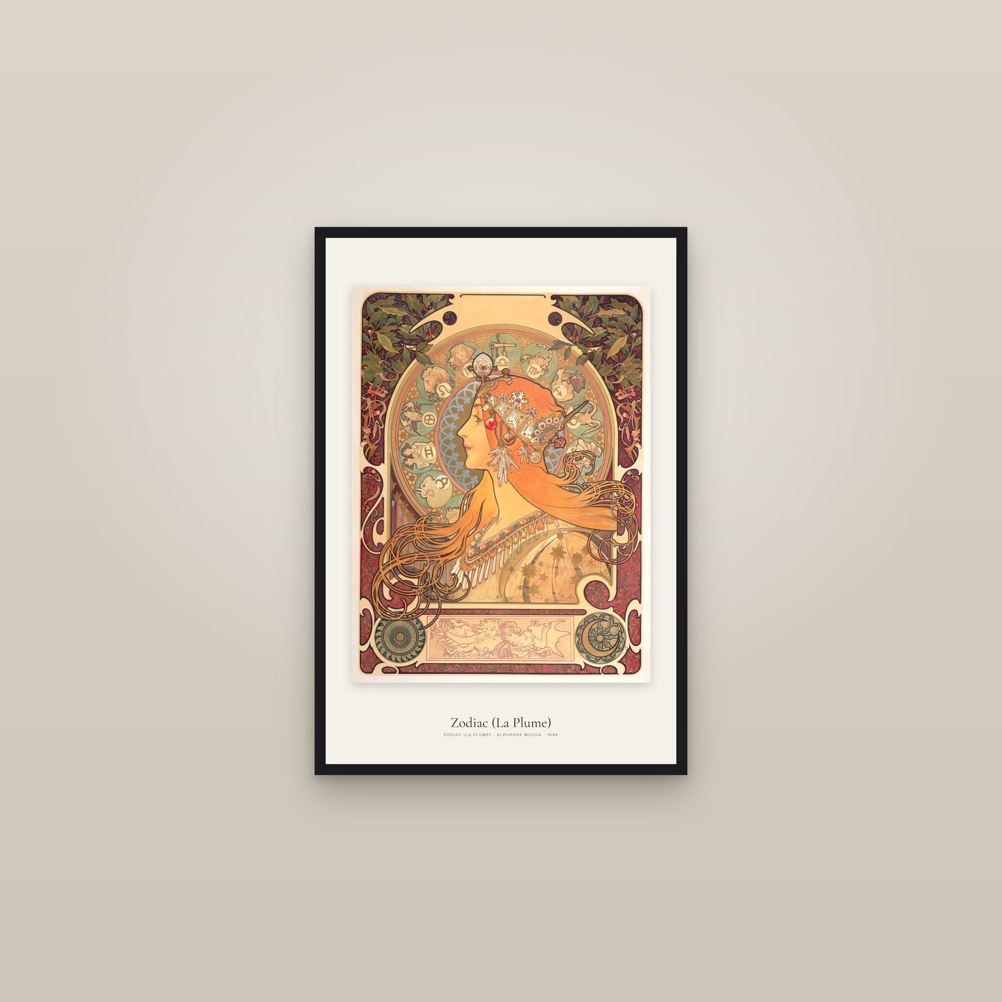 Zodiac (La Plume) — framed in a gallery setting