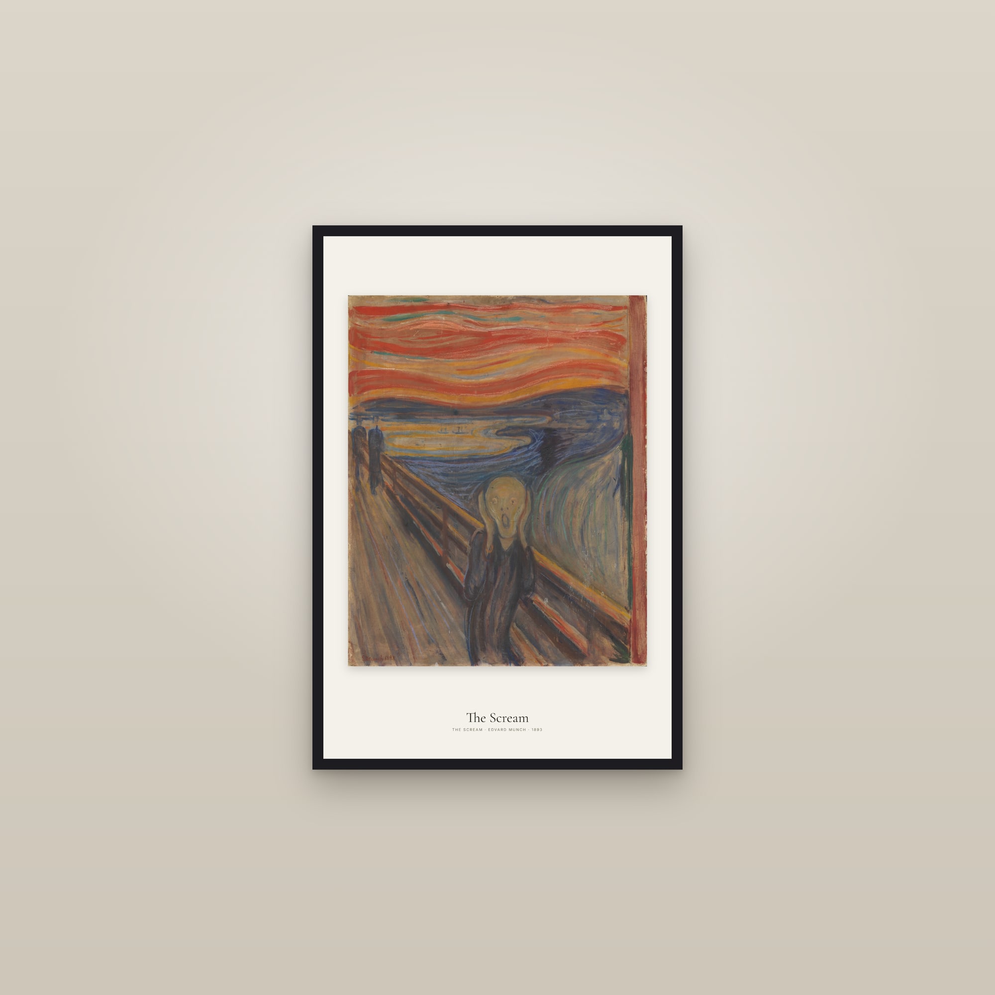 The Scream — framed in a gallery setting