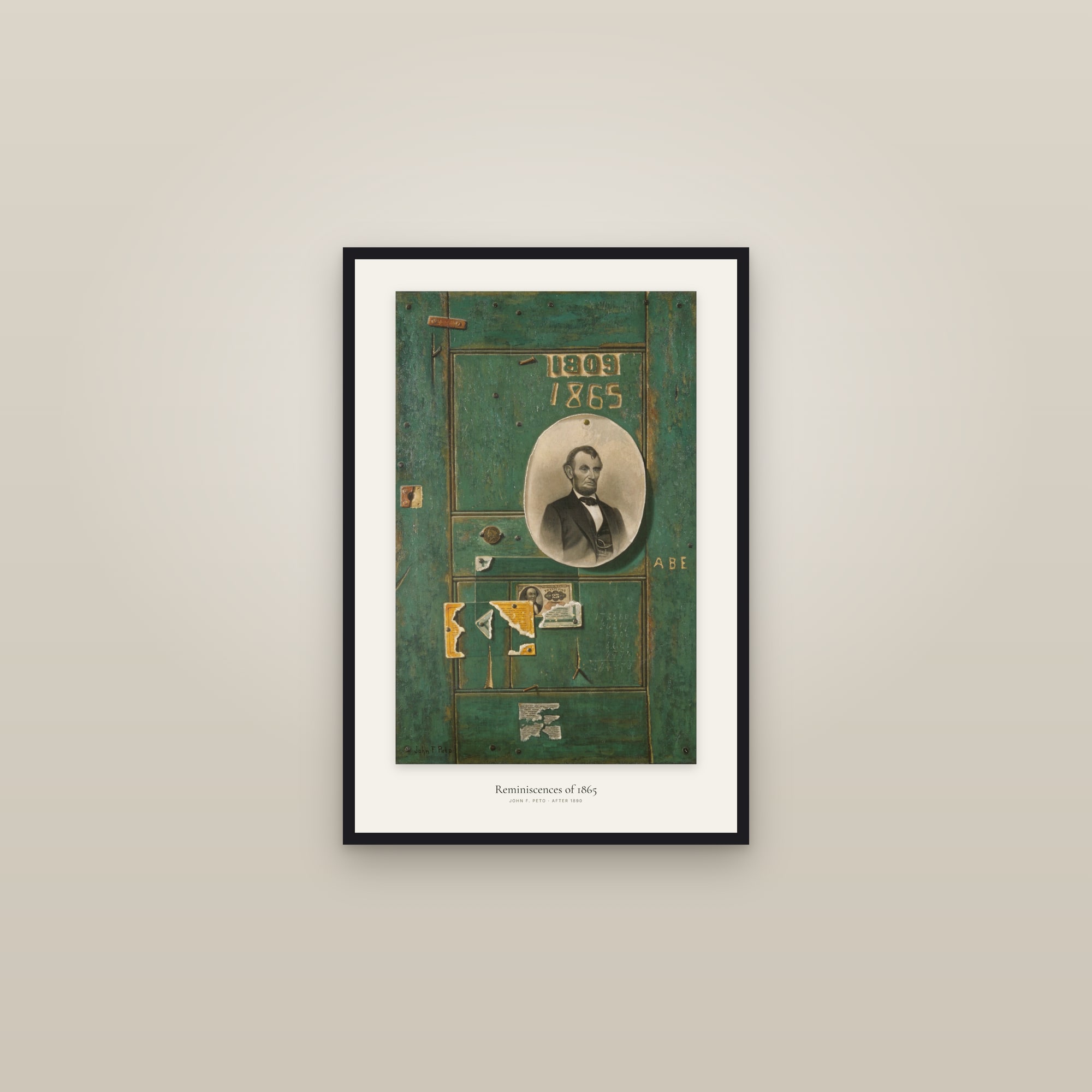 Reminiscences of 1865 — framed in a gallery setting