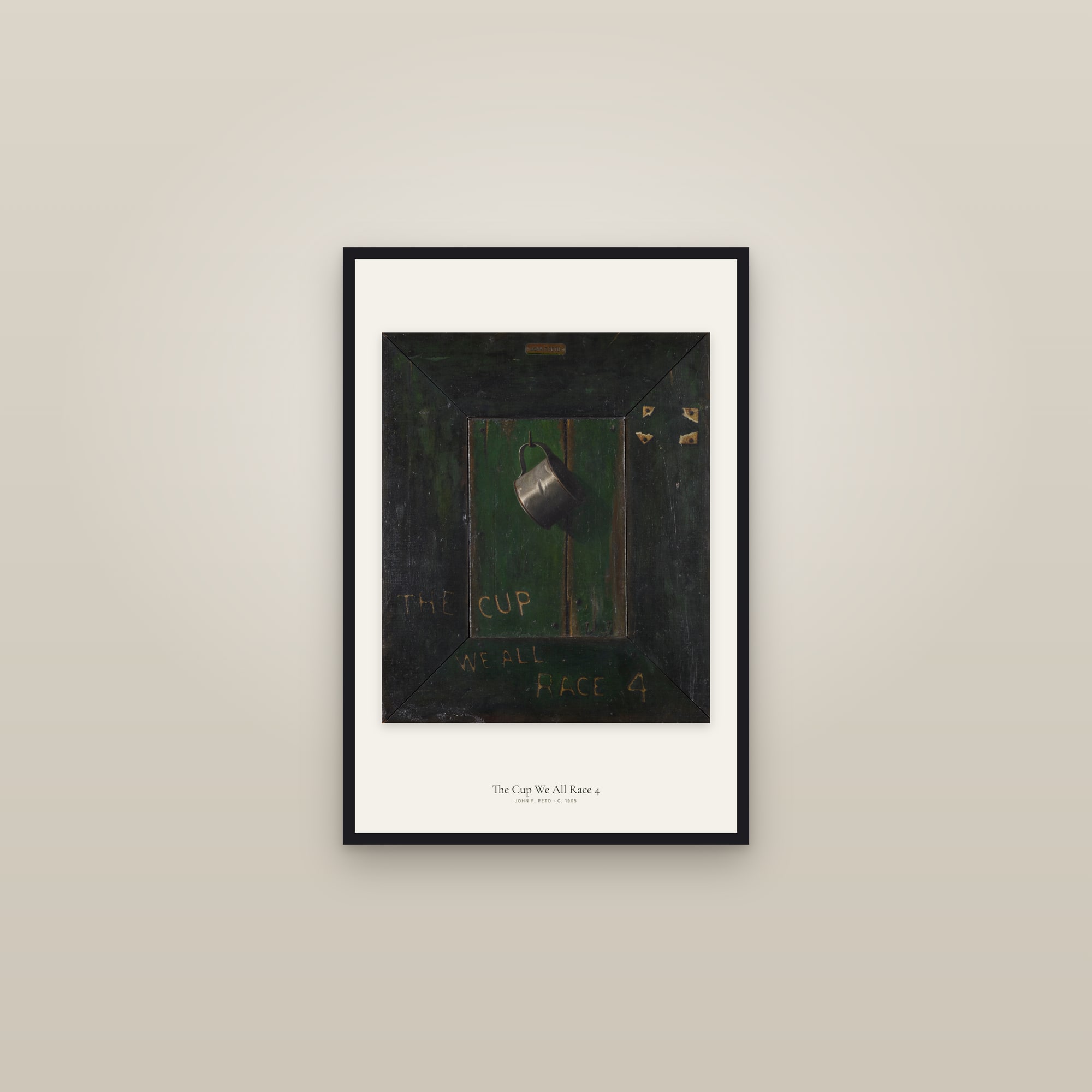 The Cup We All Race 4 — framed in a gallery setting