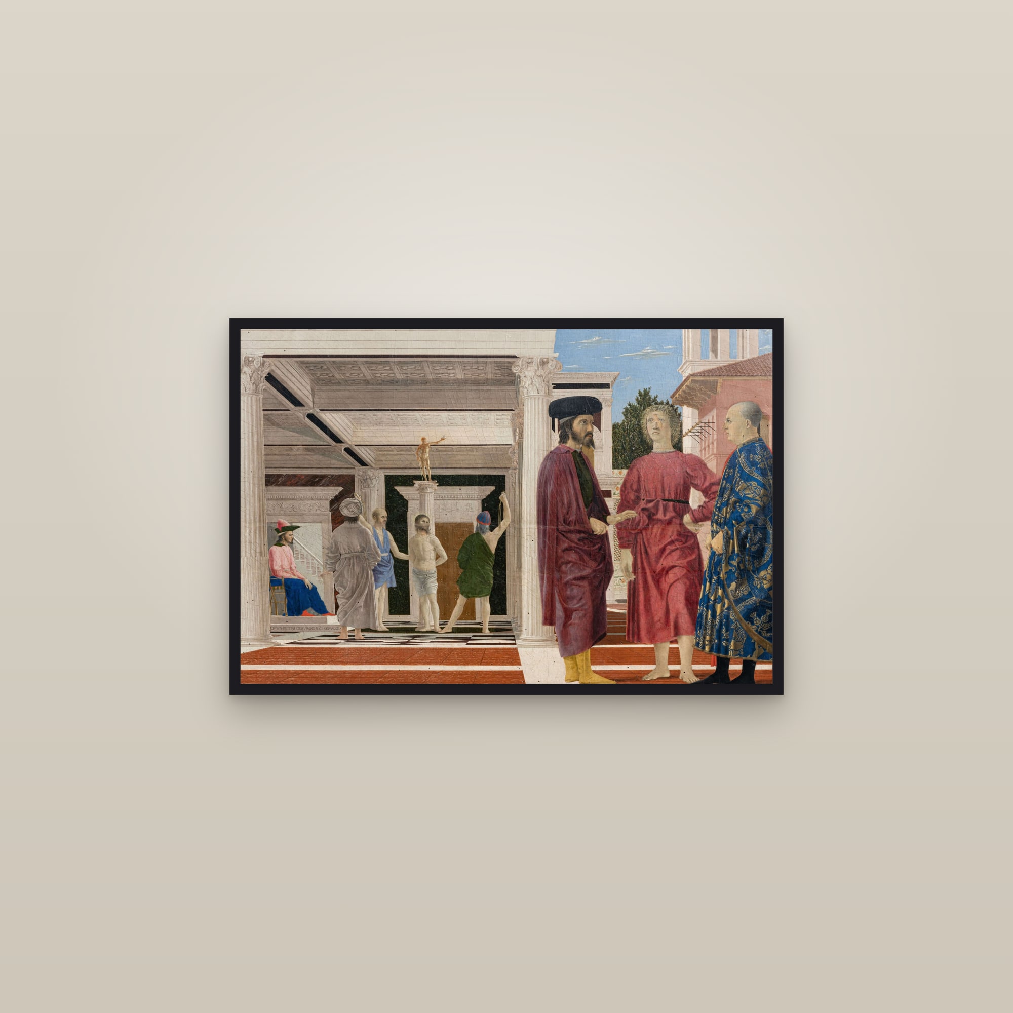 The Flagellation of Christ (Full) — Full-Bleed Edition — framed in a gallery setting