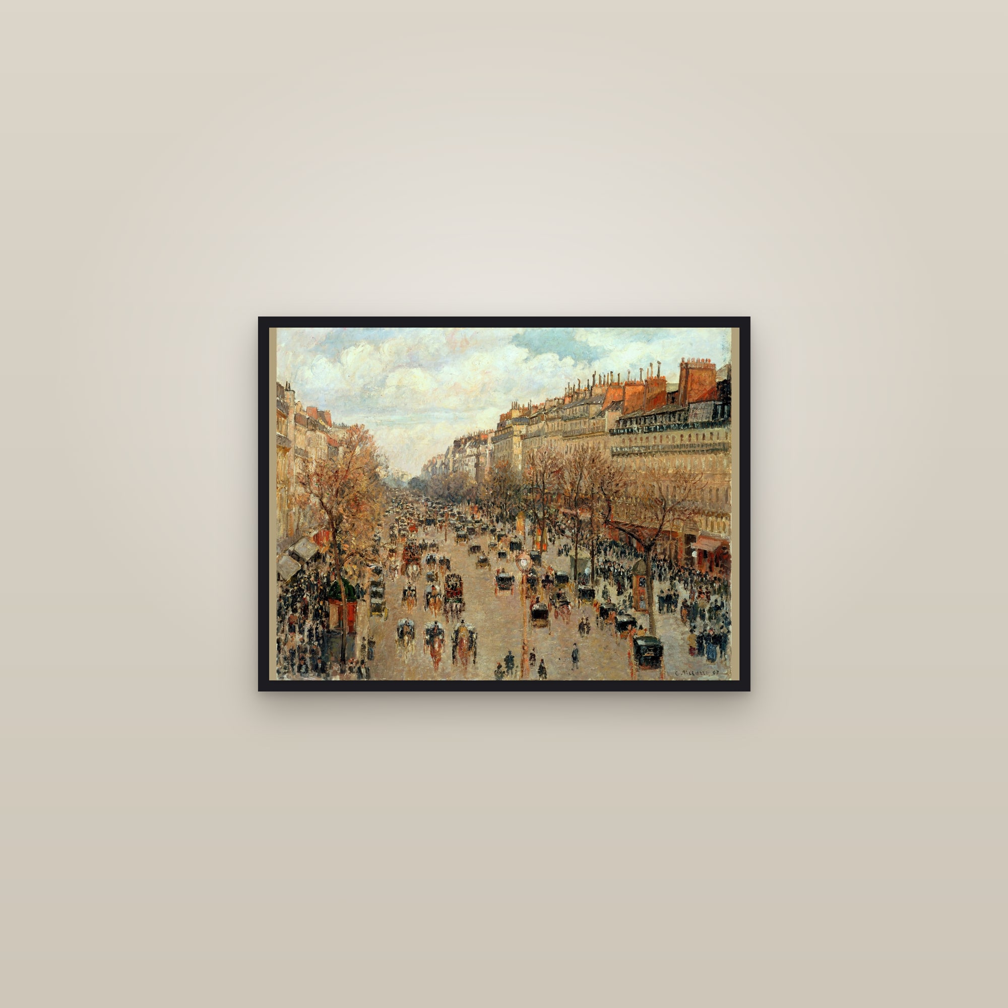 Boulevard Montmartre, Afternoon Sun (Full) — Full-Bleed Edition — framed in a gallery setting